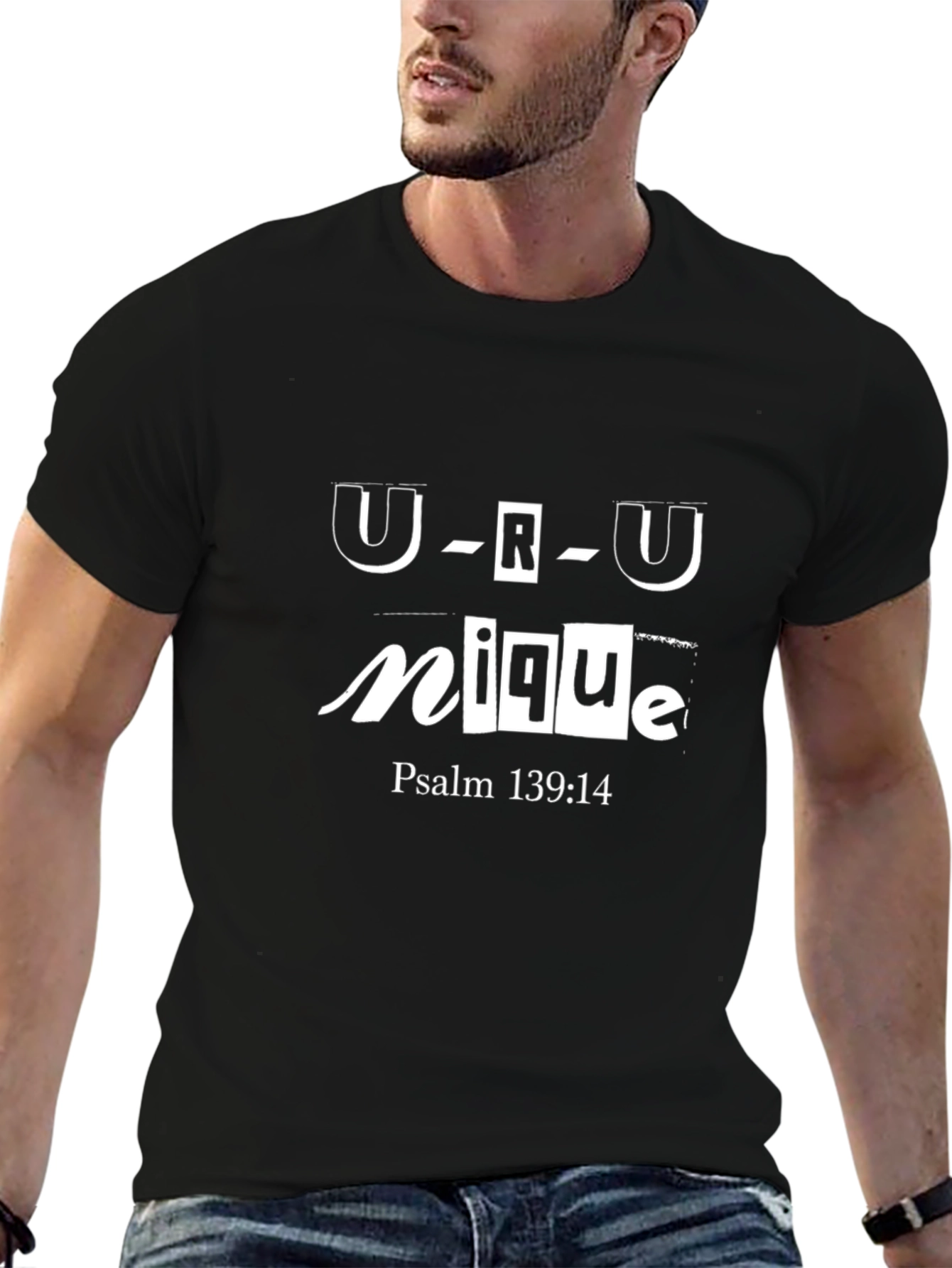 U-R-U nique Psalm 139:14 Black Graphic T-Shirt