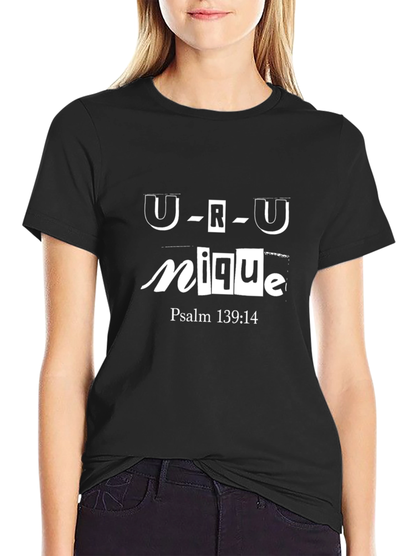 U-R-U nique Psalm 139:14 Black Graphic T-Shirt
