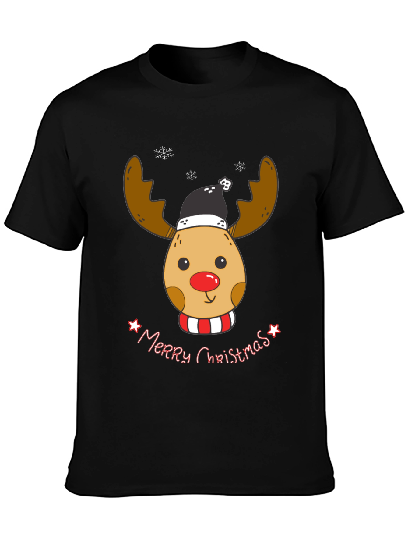 Festive Reindeer Merry Christmas Graphic T-Shirt