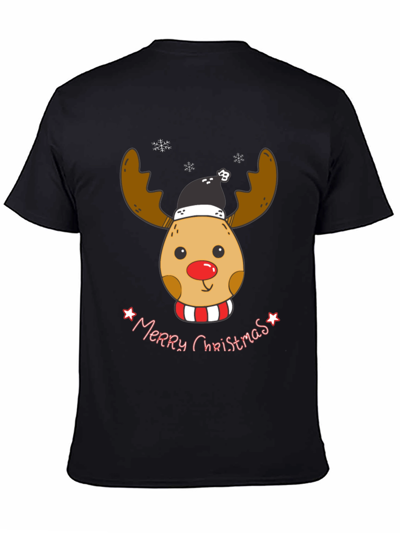 Festive Reindeer Merry Christmas Graphic T-Shirt