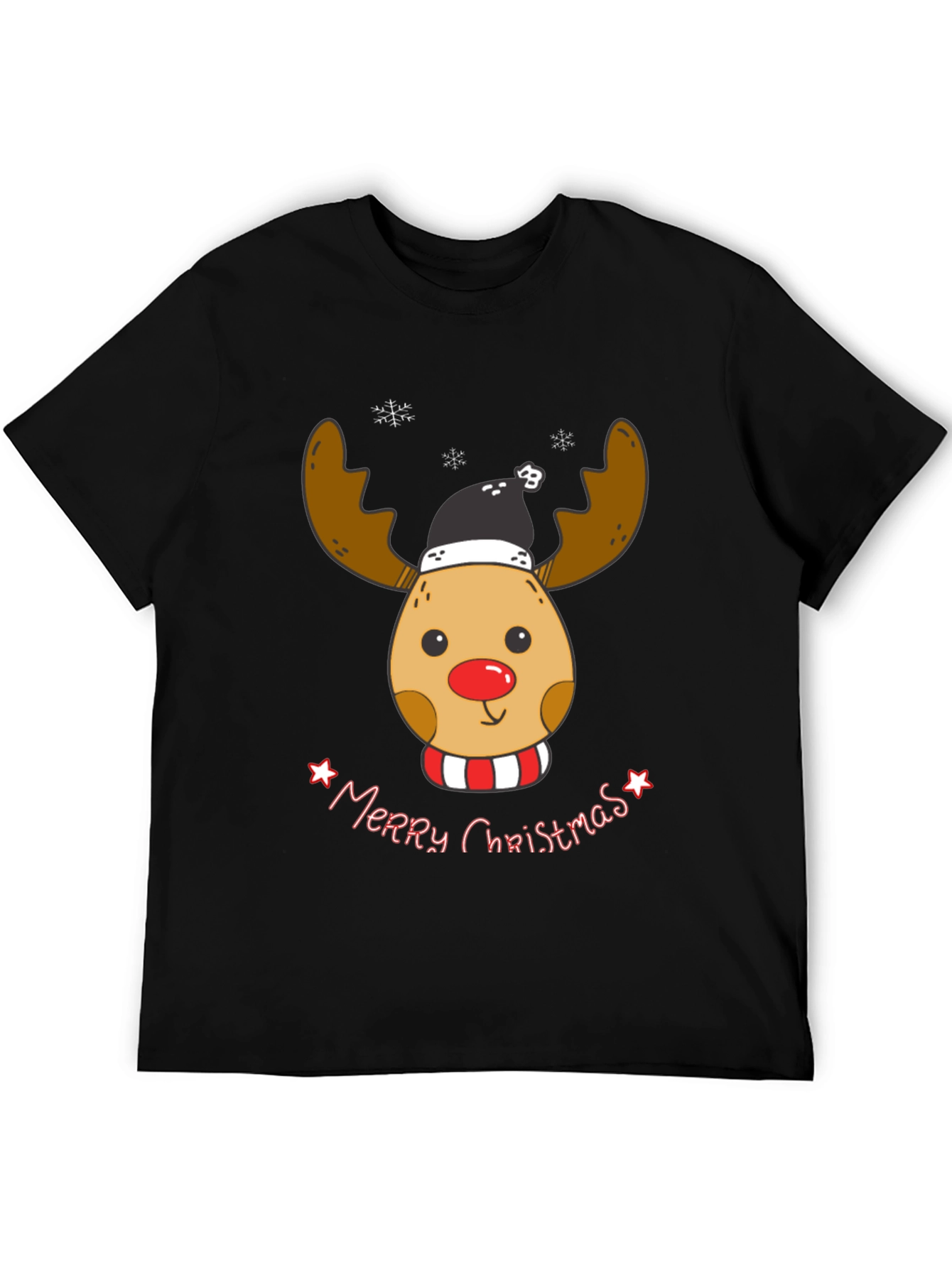 Festive Reindeer Merry Christmas Graphic T-Shirt