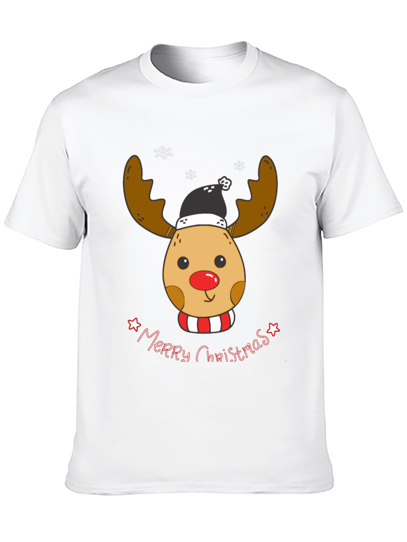 Festive Reindeer Merry Christmas Graphic T-Shirt