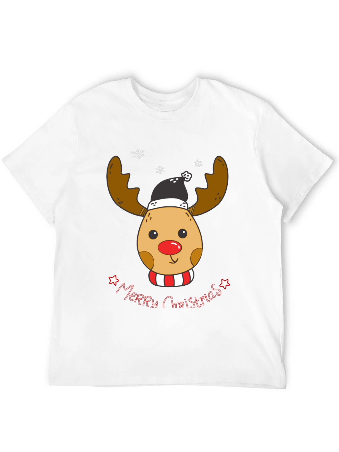 Festive Reindeer Merry Christmas Graphic T-Shirt