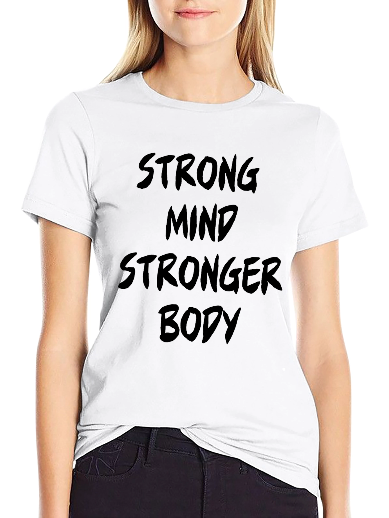 Strong Mind Stronger Body Black Graphic T-Shirt