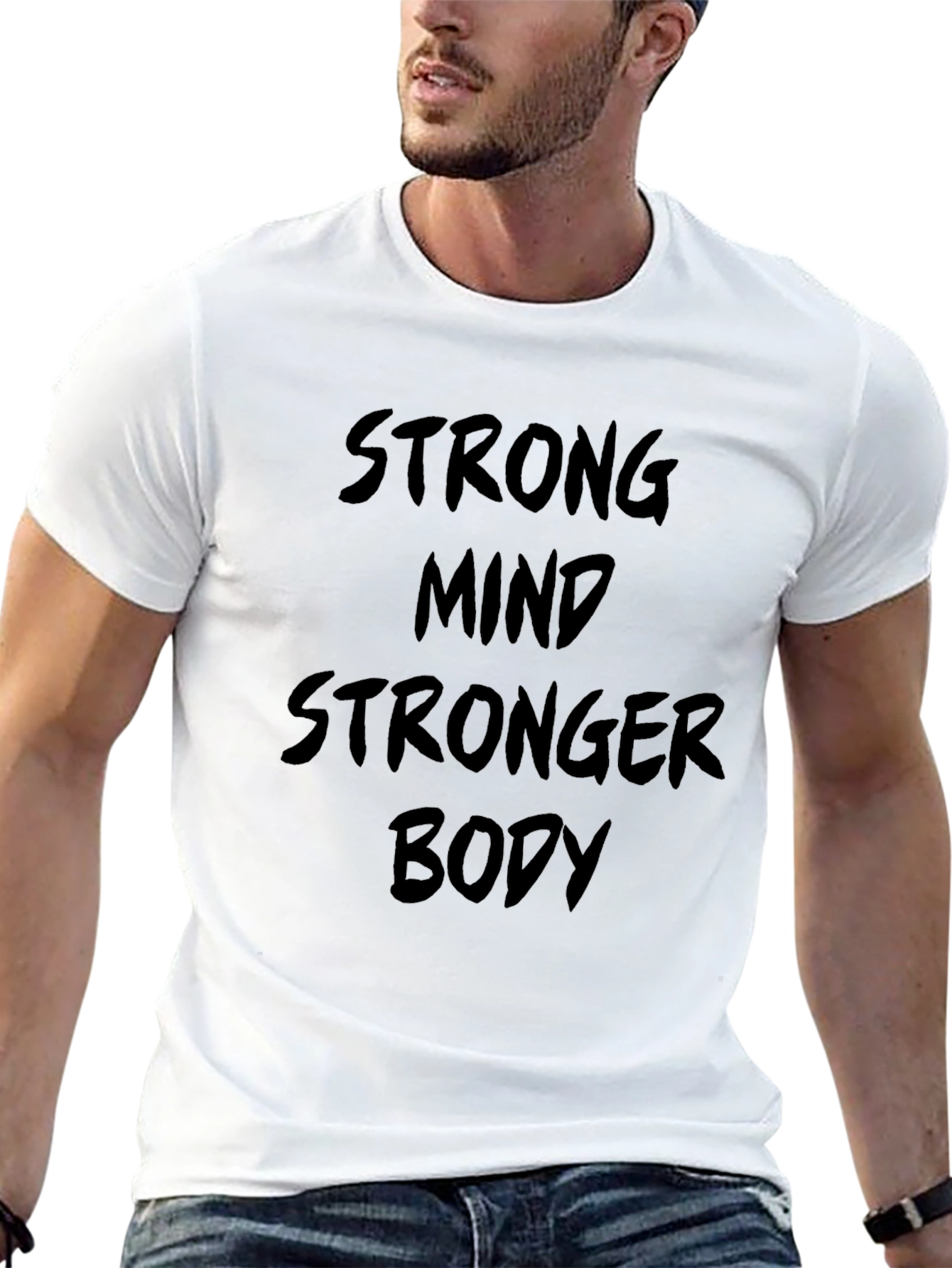 Strong Mind Stronger Body Black Graphic T-Shirt