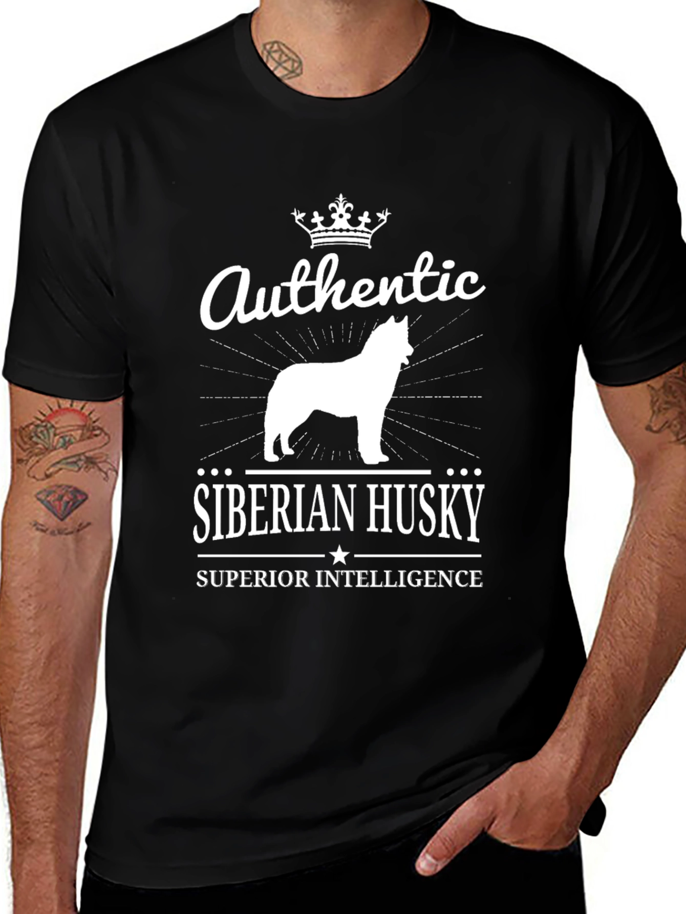 Authentic Siberian Husky Black T-Shirt