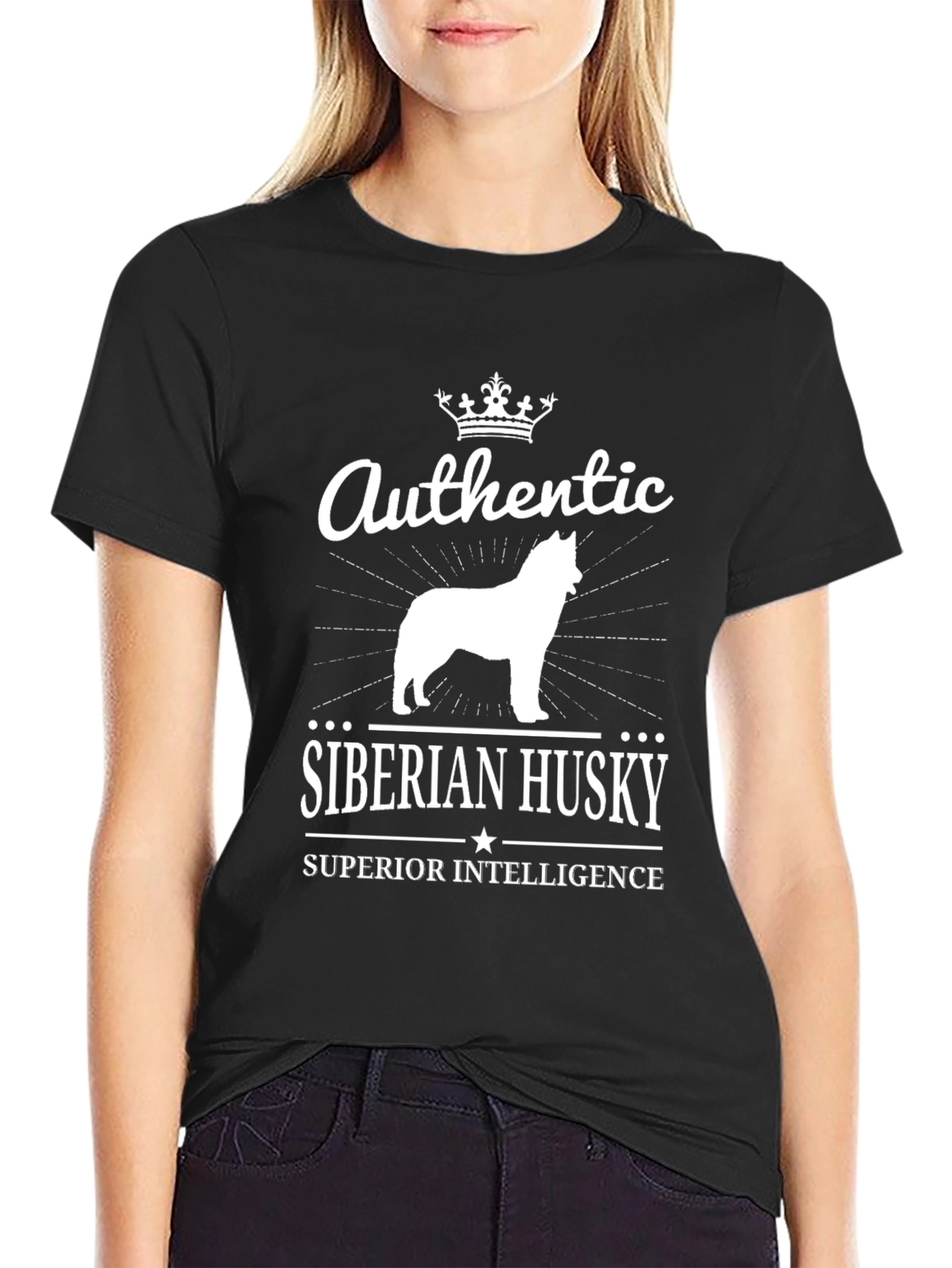 Authentic Siberian Husky Black T-Shirt