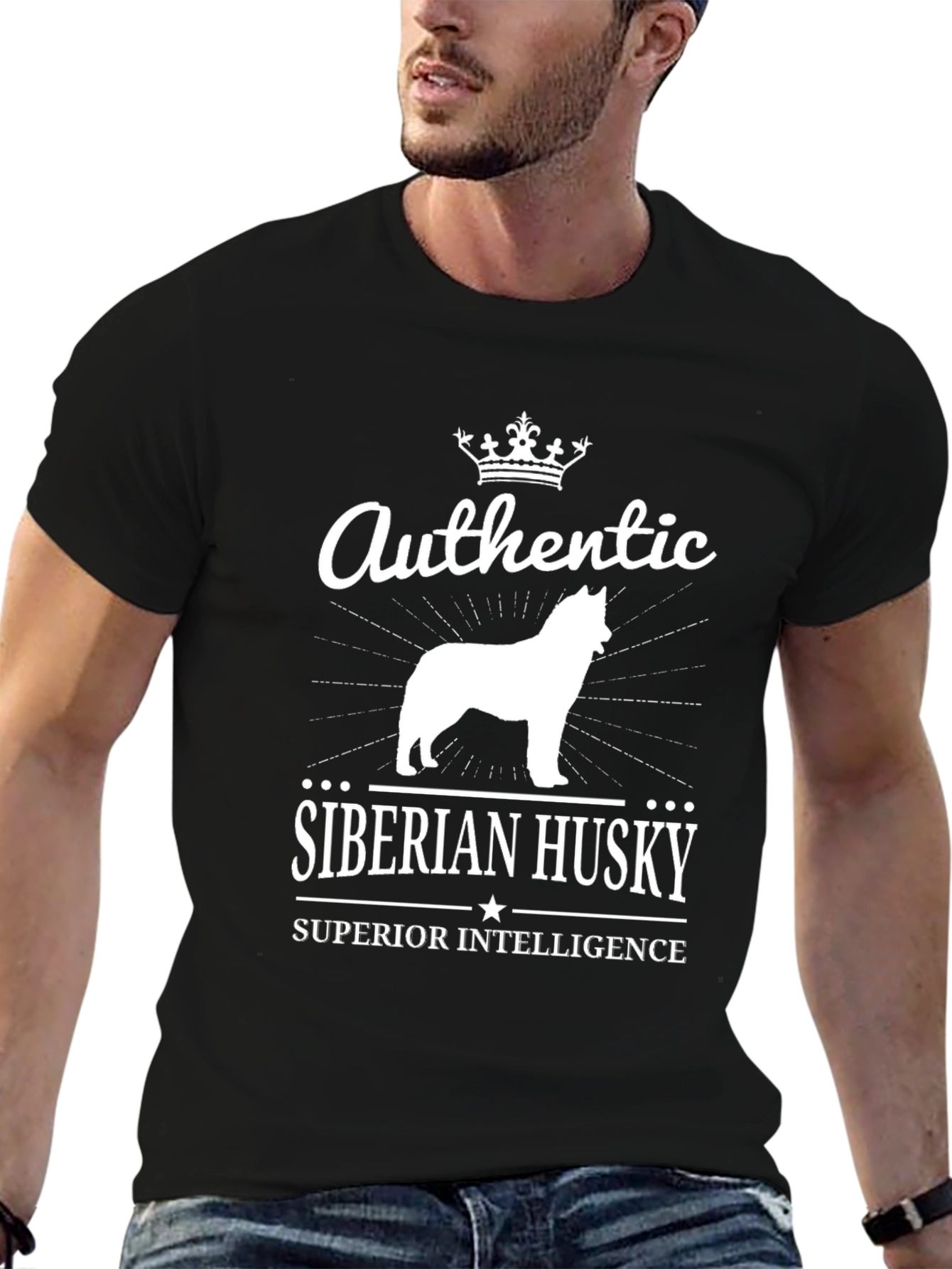 Authentic Siberian Husky Black T-Shirt