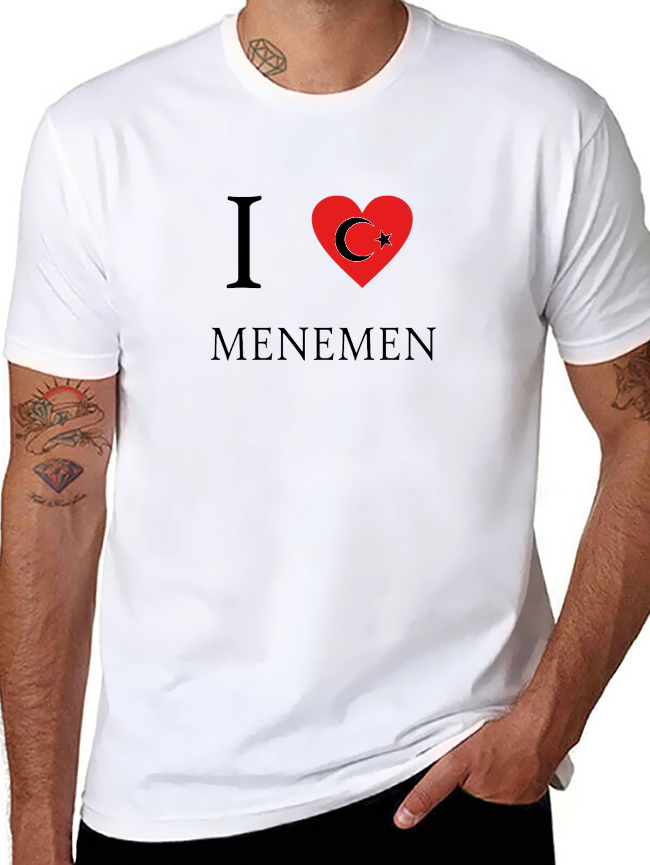 I Love Menemen T-Shirt - Turkish Flag Heart