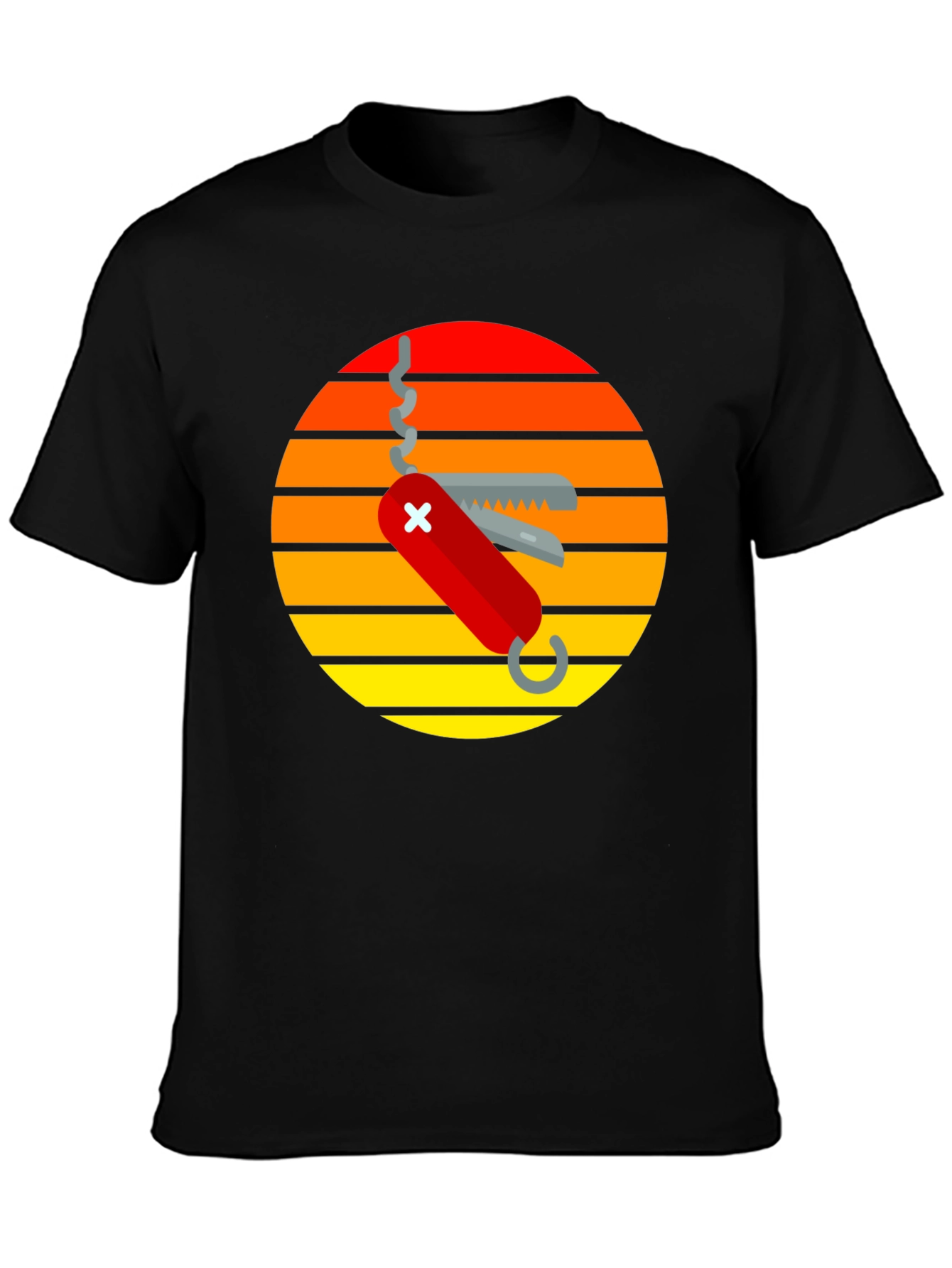 Swiss Army Knife Sunset Graphic T-Shirt