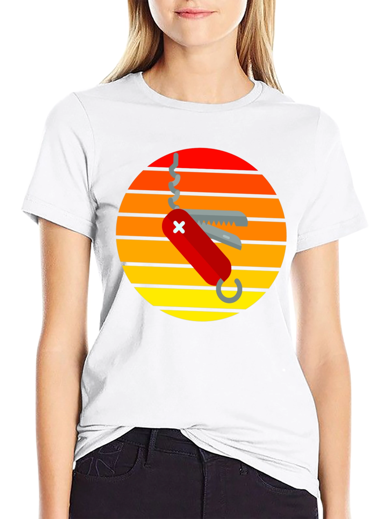 Swiss Army Knife Sunset Graphic T-Shirt