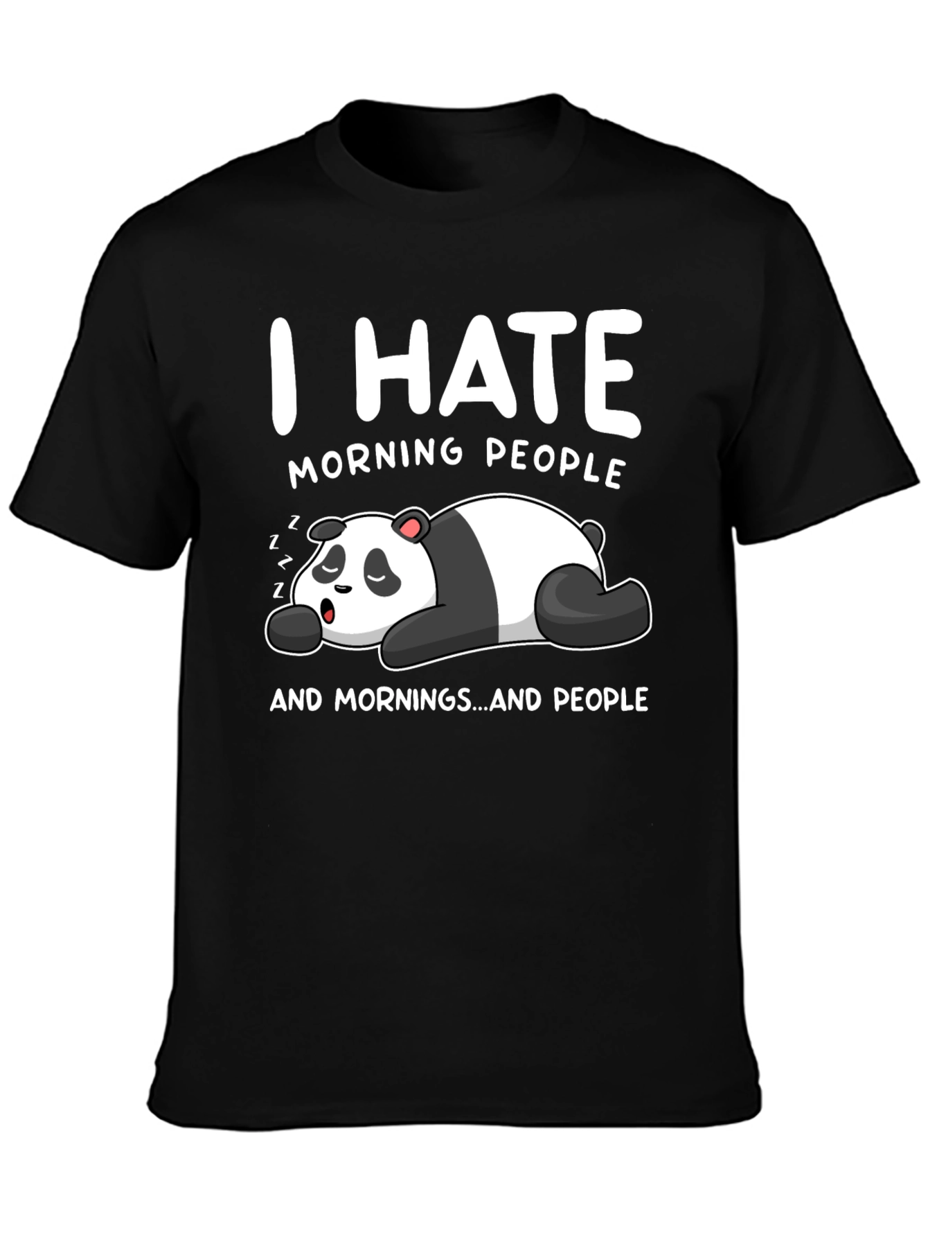 I Hate Morning People Panda Black T-Shirt