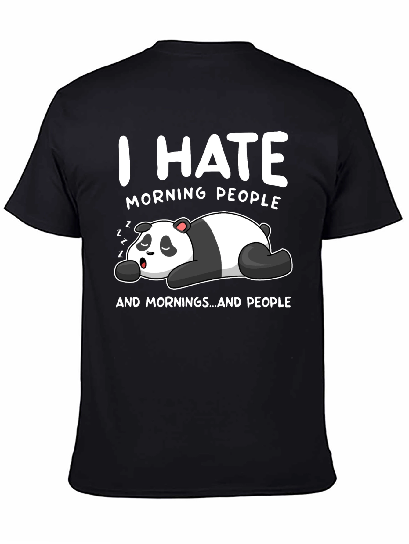 I Hate Morning People Panda Black T-Shirt
