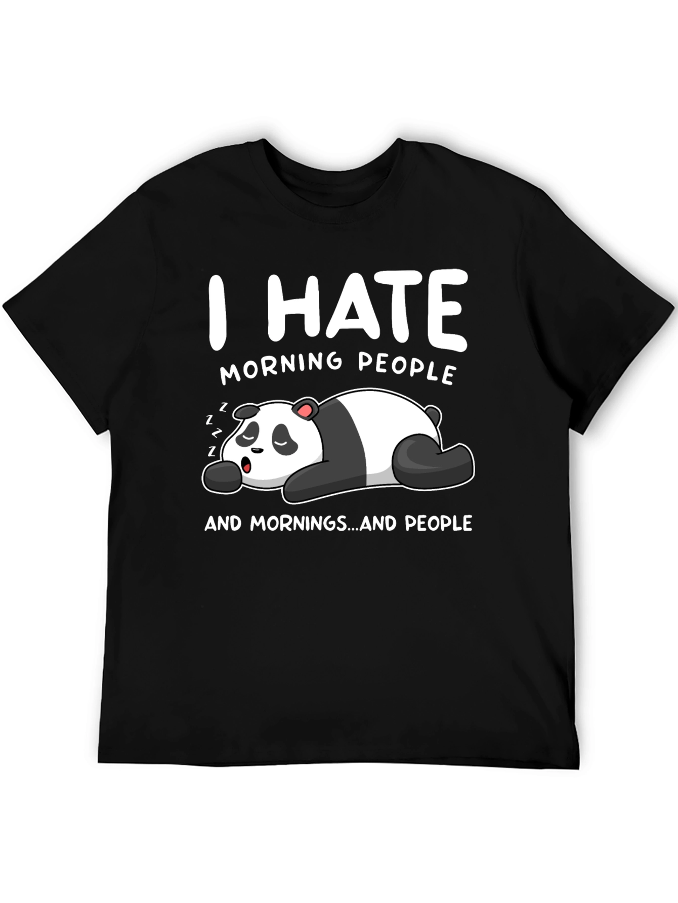 I Hate Morning People Panda Black T-Shirt