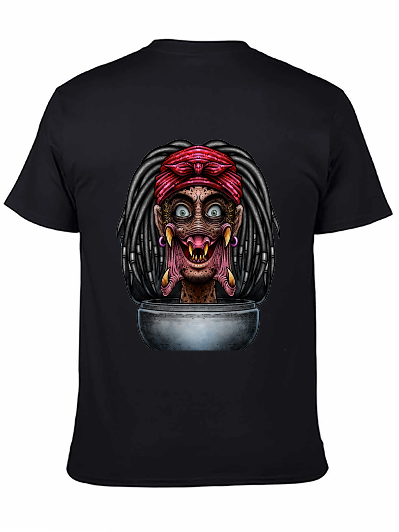 Creepy Head in Bowl Black Graphic Tee