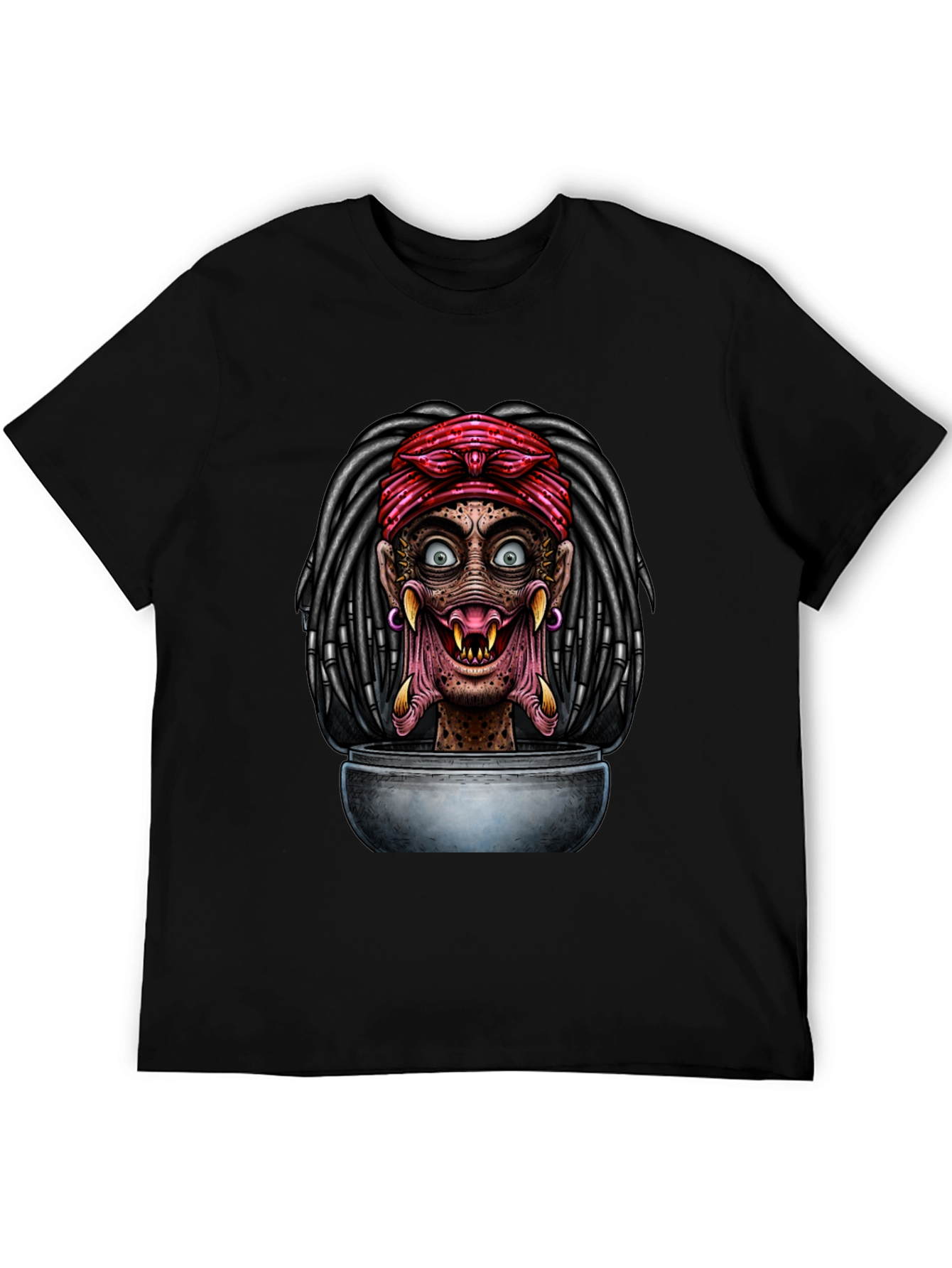 Creepy Head in Bowl Black Graphic Tee