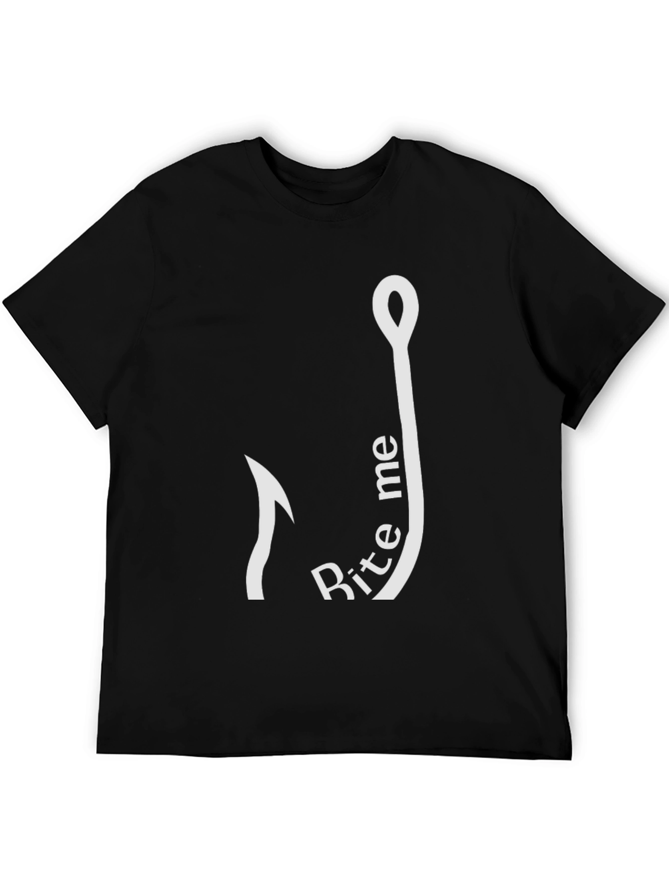 Bite Me Fishing Hook Graphic Tee - Black