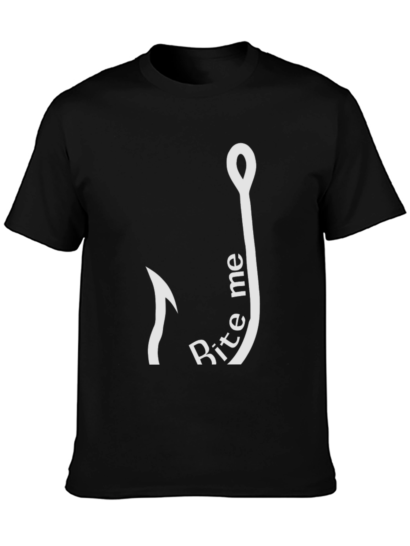 Bite Me Fishing Hook Graphic Tee - Black