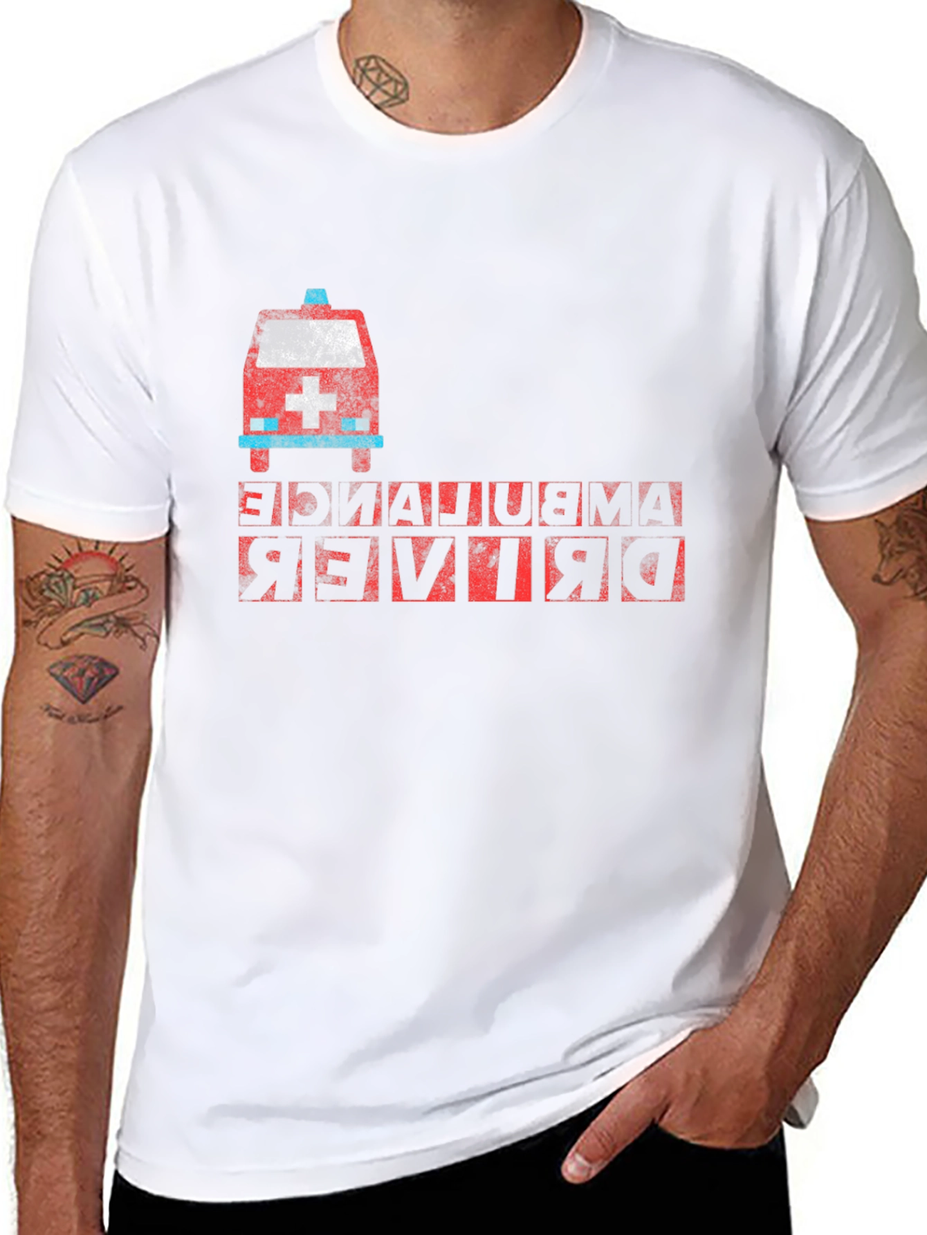 Ambulance Driver T-Shirt - Quirky Backwards Design