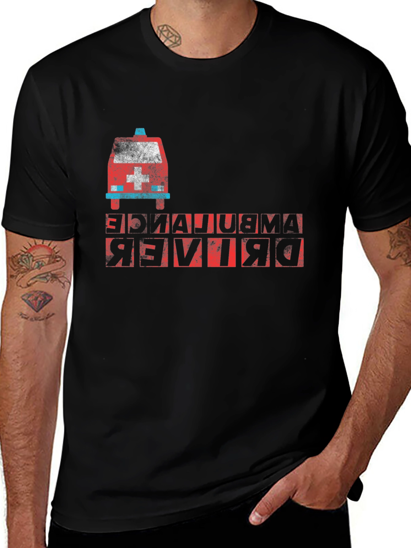 Ambulance Driver T-Shirt - Quirky Backwards Design