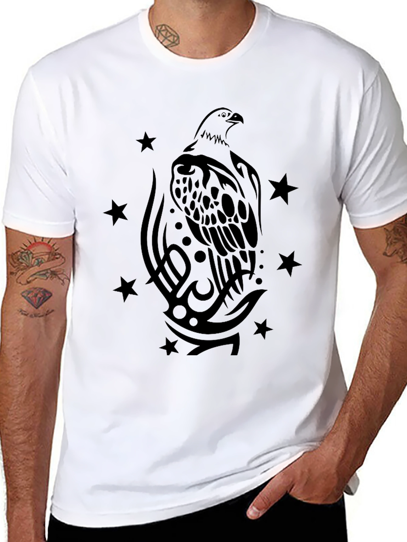 Mens Black Eagle Graphic Print T-Shirt