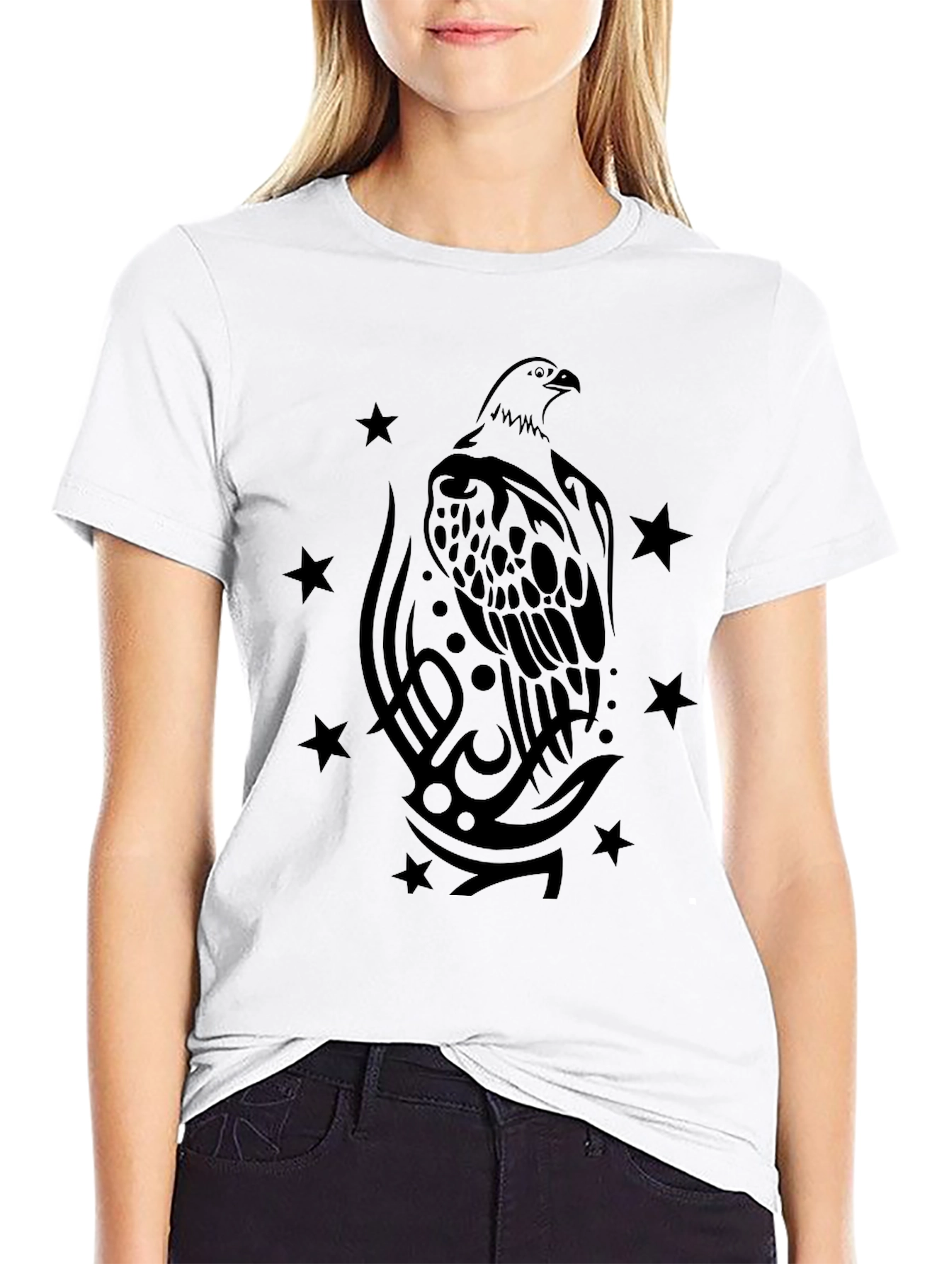 Mens Black Eagle Graphic Print T-Shirt