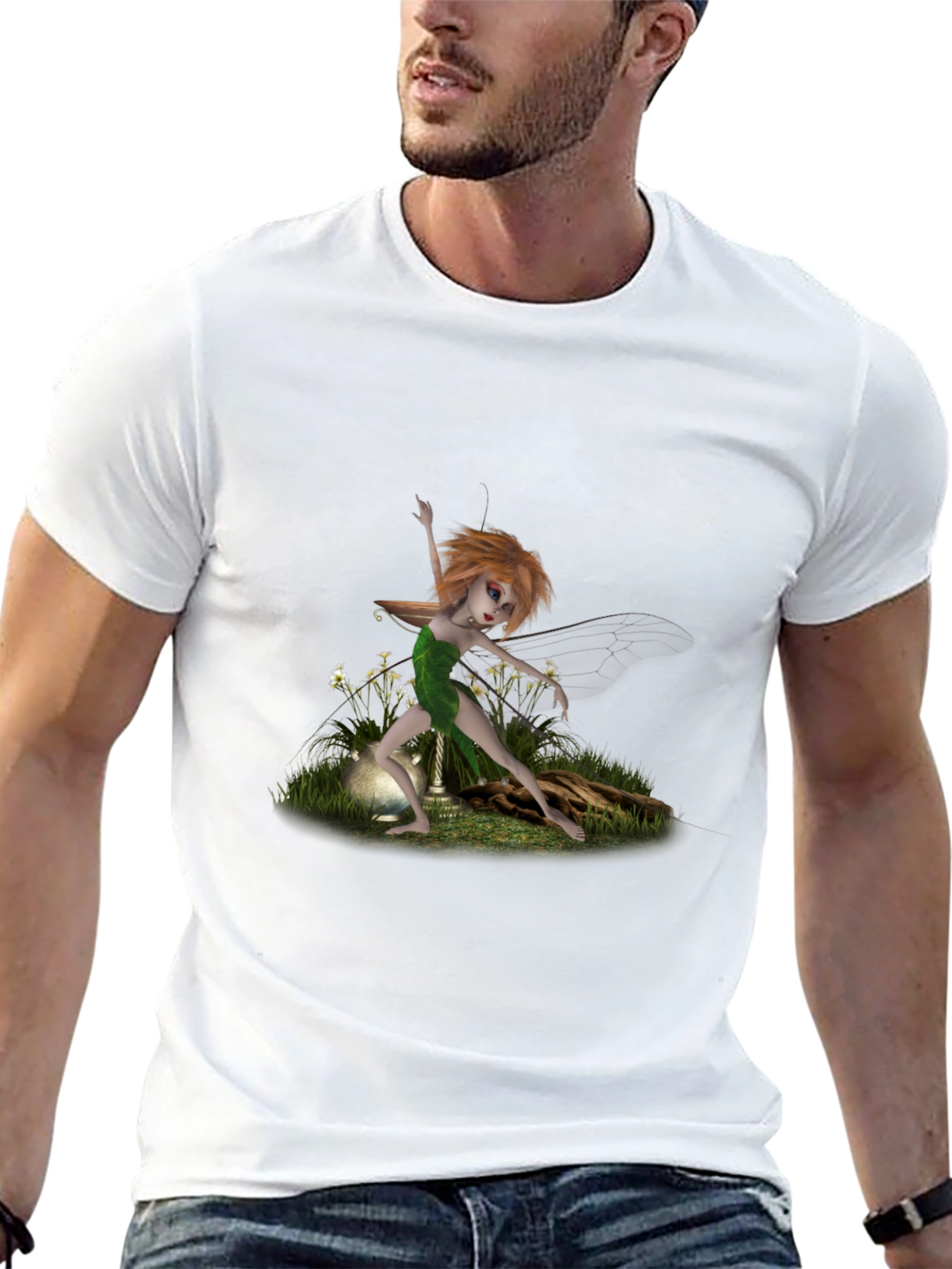 Fairy Graphic Print Black T-Shirt