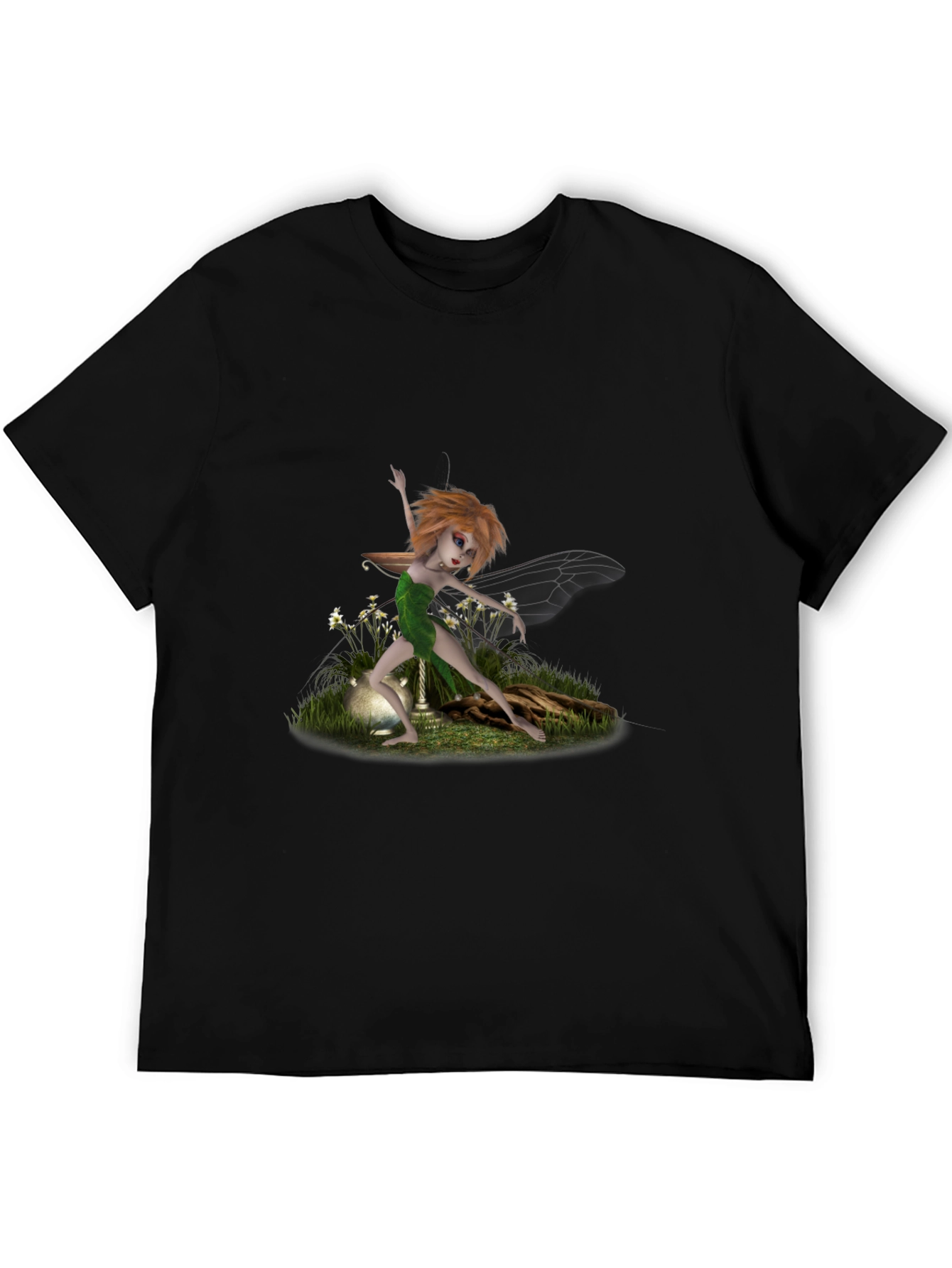 Fairy Graphic Print Black T-Shirt