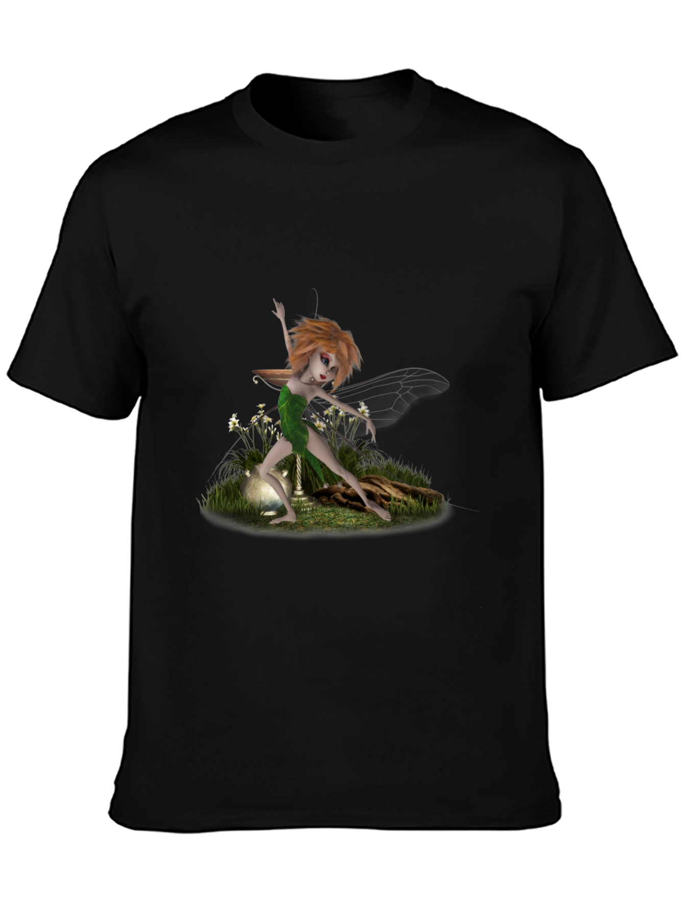 Fairy Graphic Print Black T-Shirt