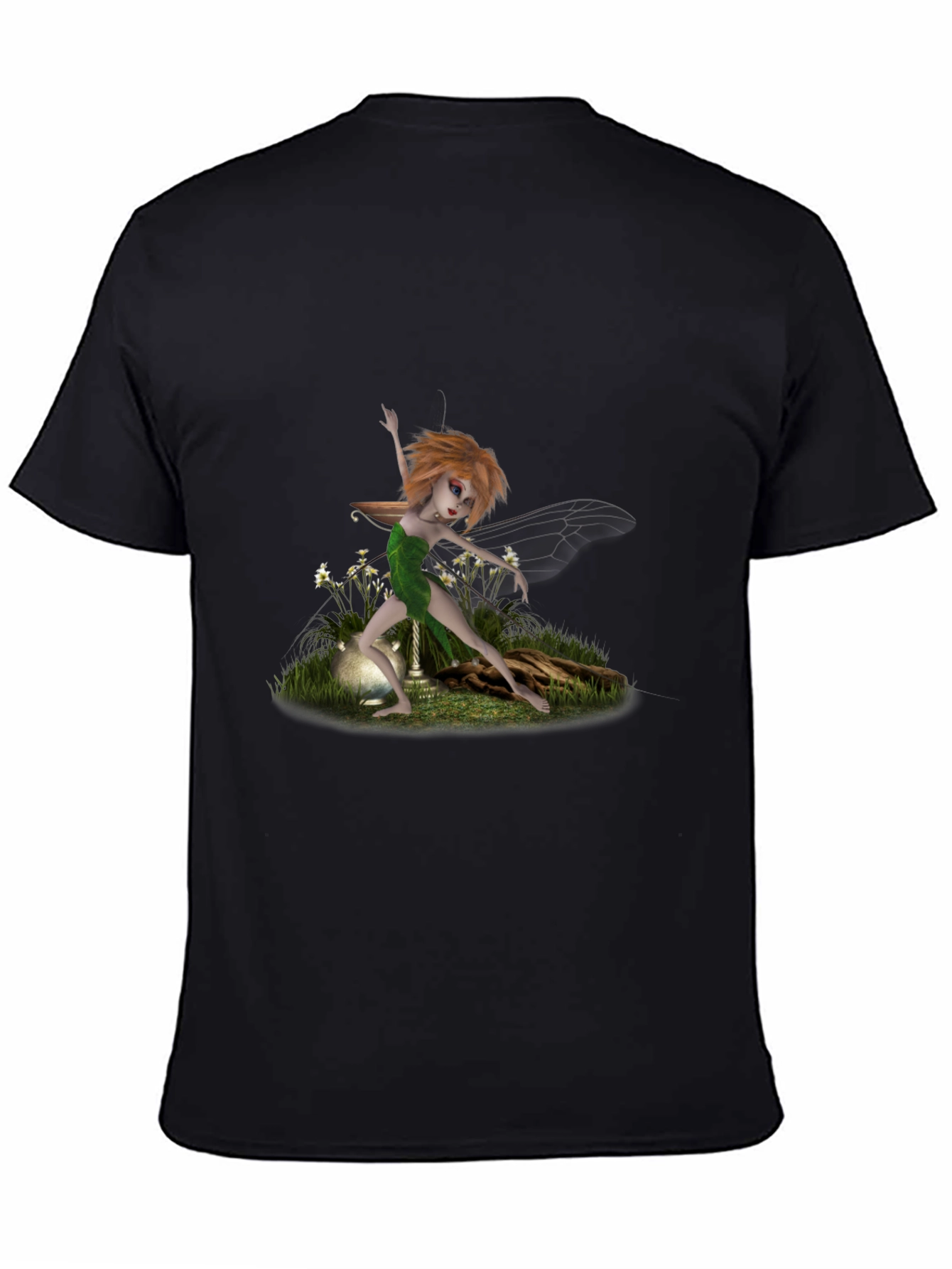 Fairy Graphic Print Black T-Shirt