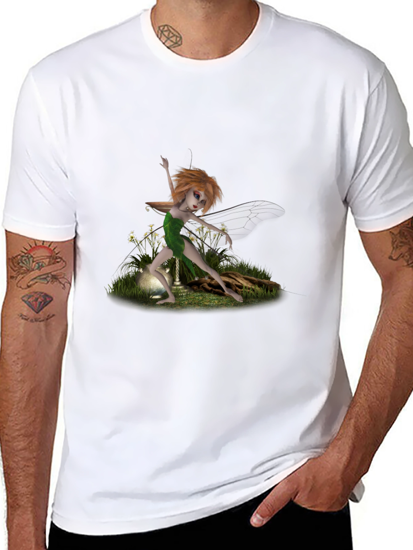 Fairy Graphic Print Black T-Shirt