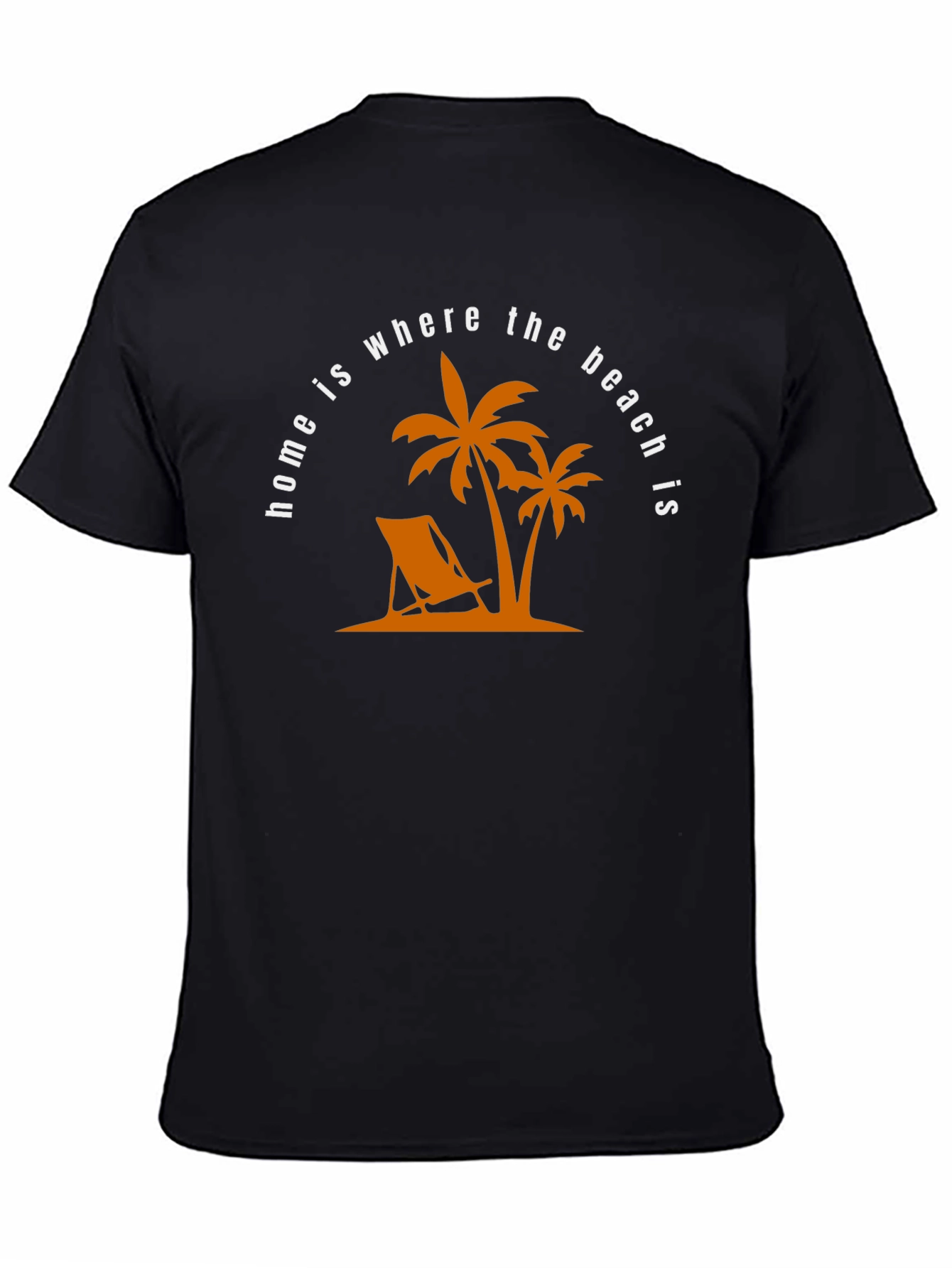 Beach Home T-Shirt: Palm Tree & Deck Chair Design