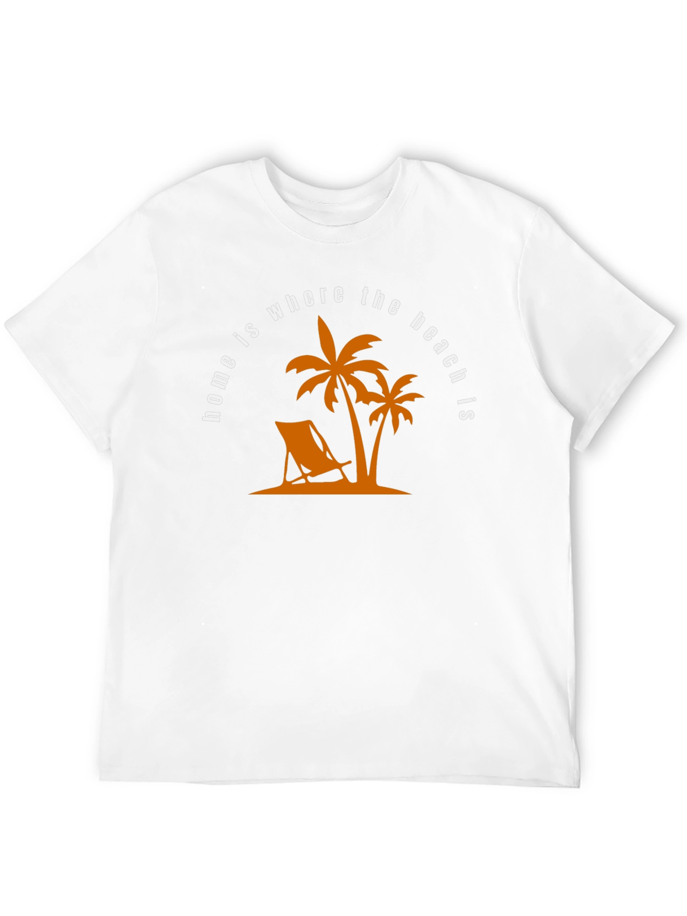 Beach Home T-Shirt: Palm Tree & Deck Chair Design