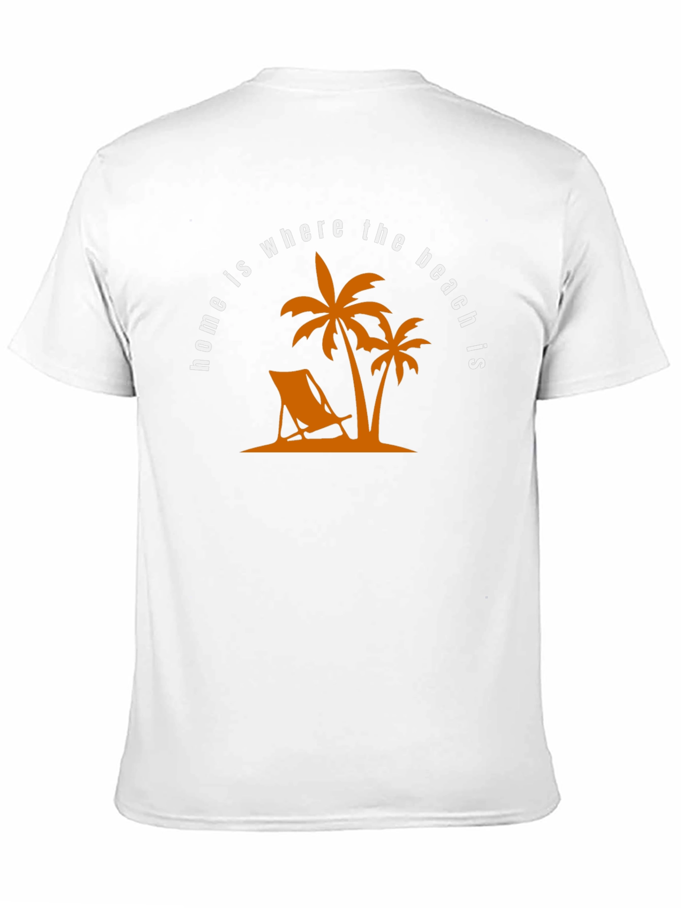 Beach Home T-Shirt: Palm Tree & Deck Chair Design