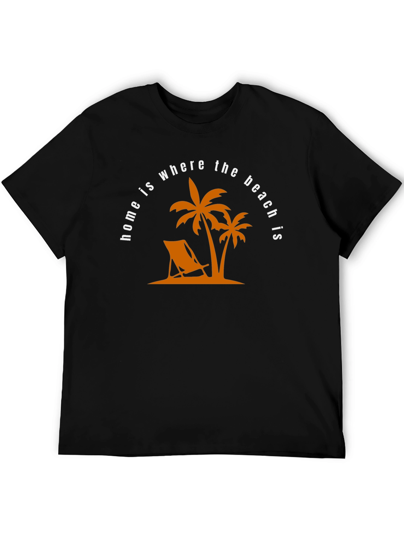 Beach Home T-Shirt: Palm Tree & Deck Chair Design