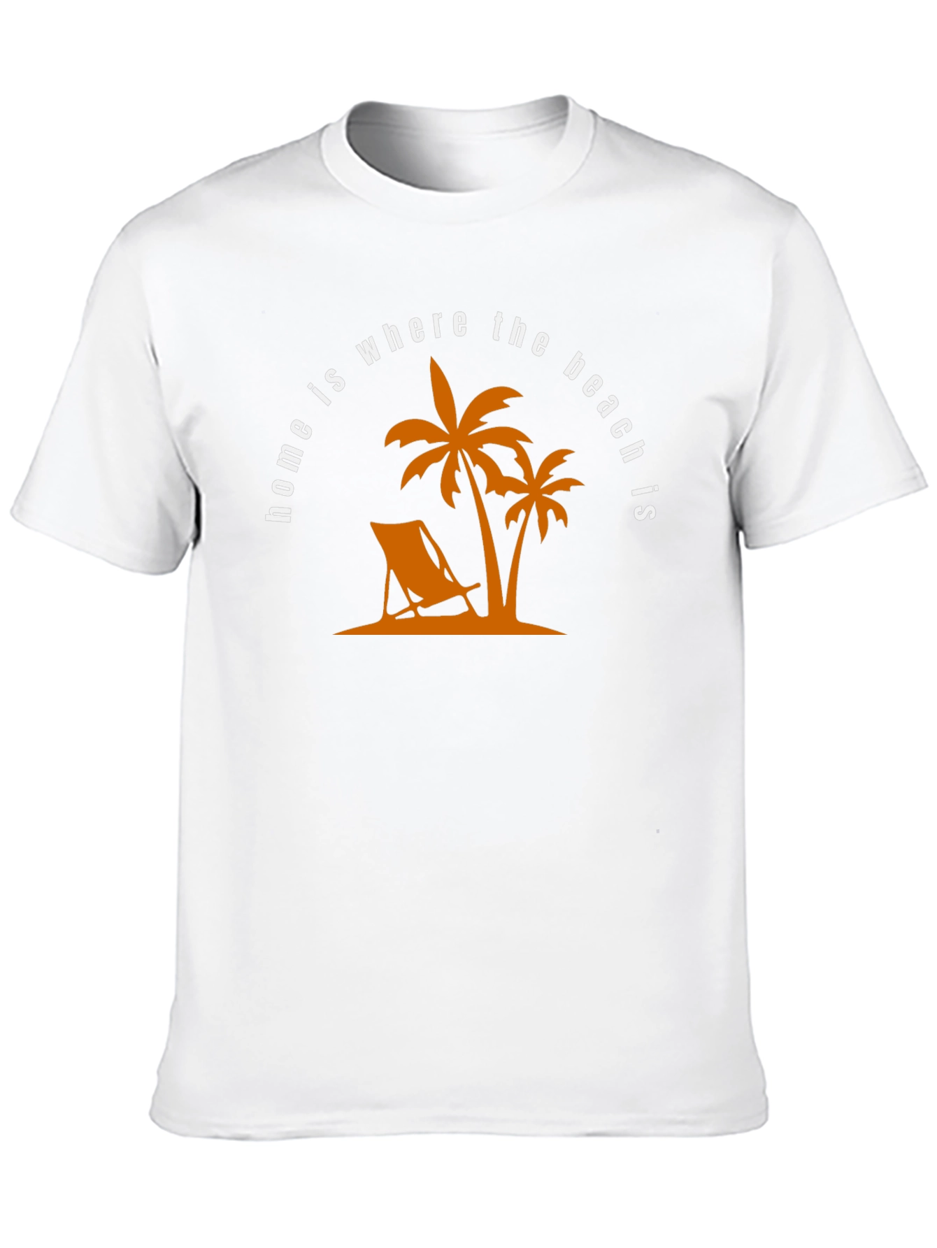 Beach Home T-Shirt: Palm Tree & Deck Chair Design