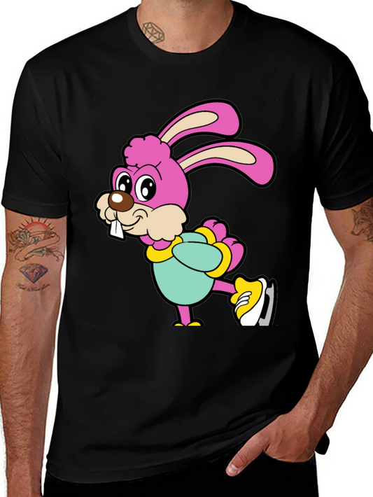 Cute Bunny Ice Skating Graphic Tee - Fun Animal T-Shirt