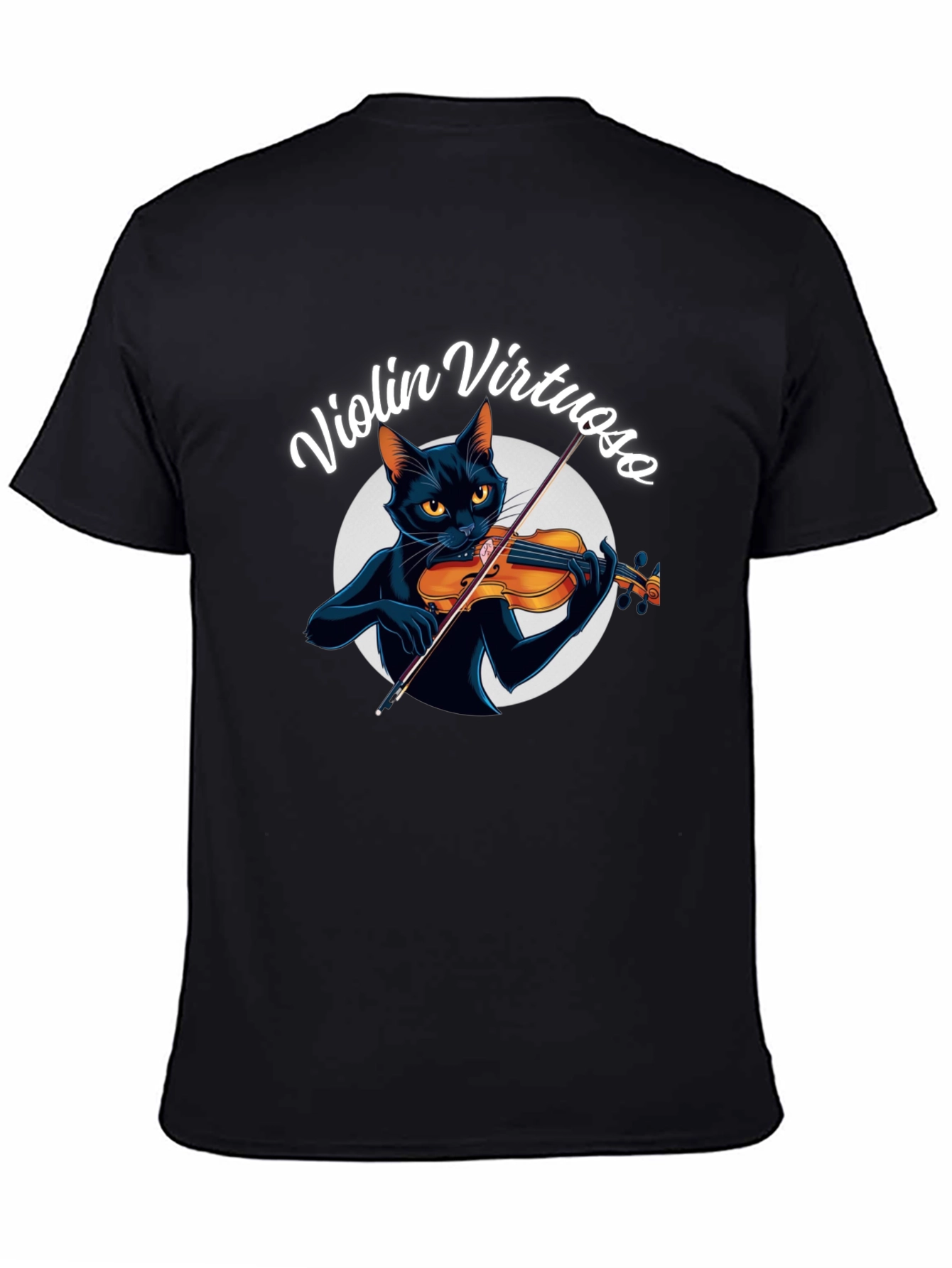 Violin Virtuoso Cat T-Shirt - Black