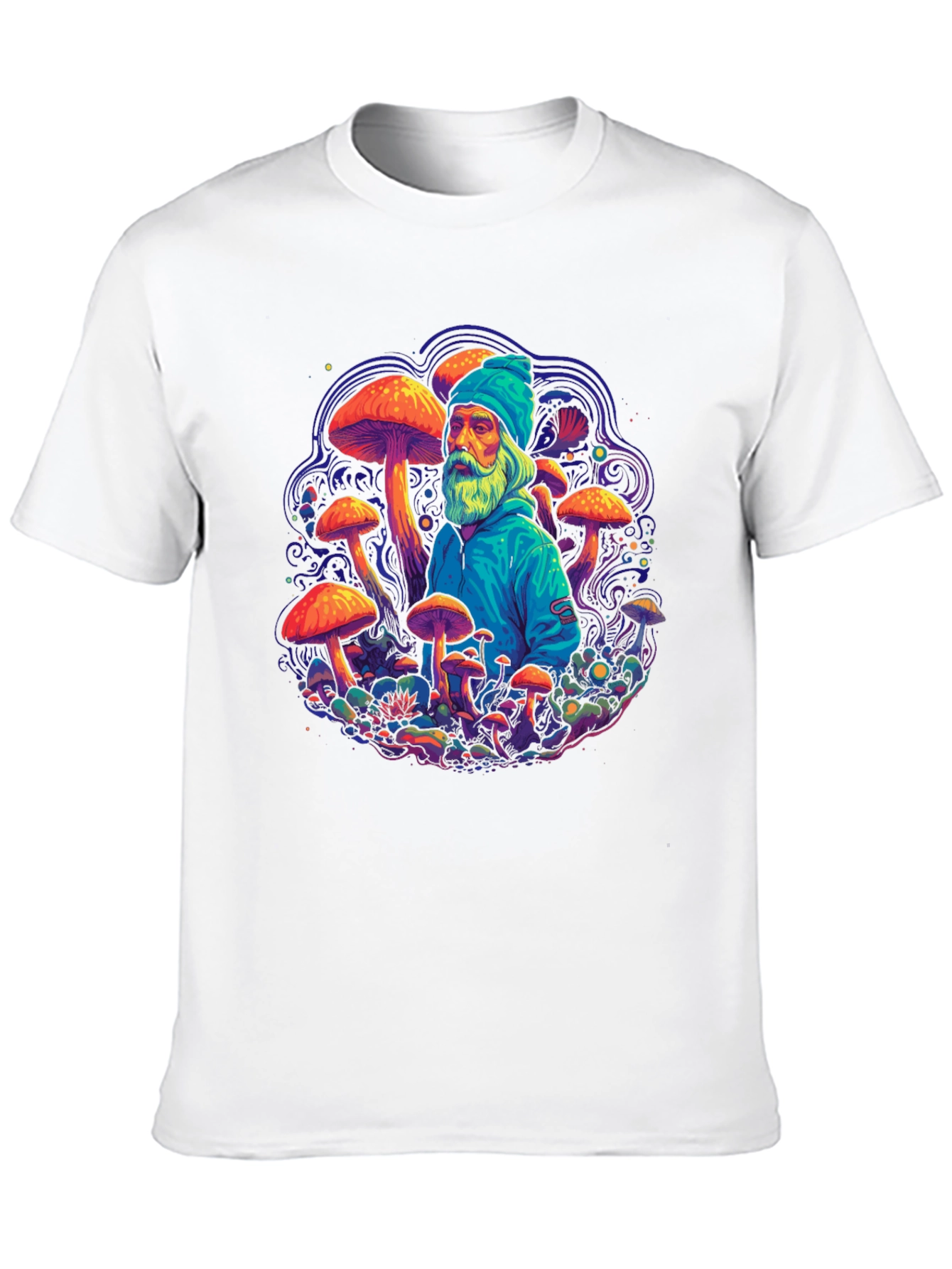 Wizard Mushroom Graphic Tee - Psychedelic Design