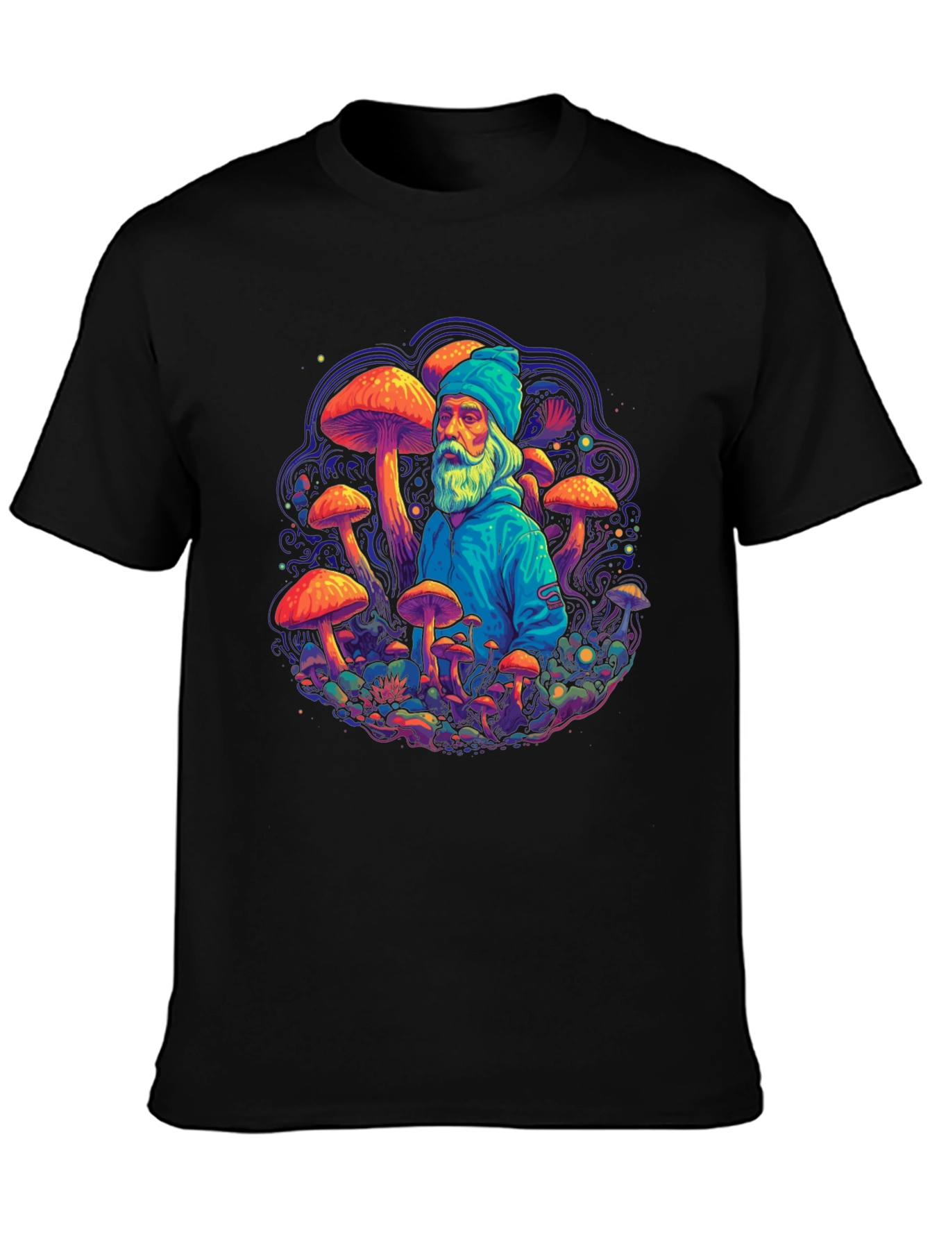 Wizard Mushroom Graphic Tee - Psychedelic Design