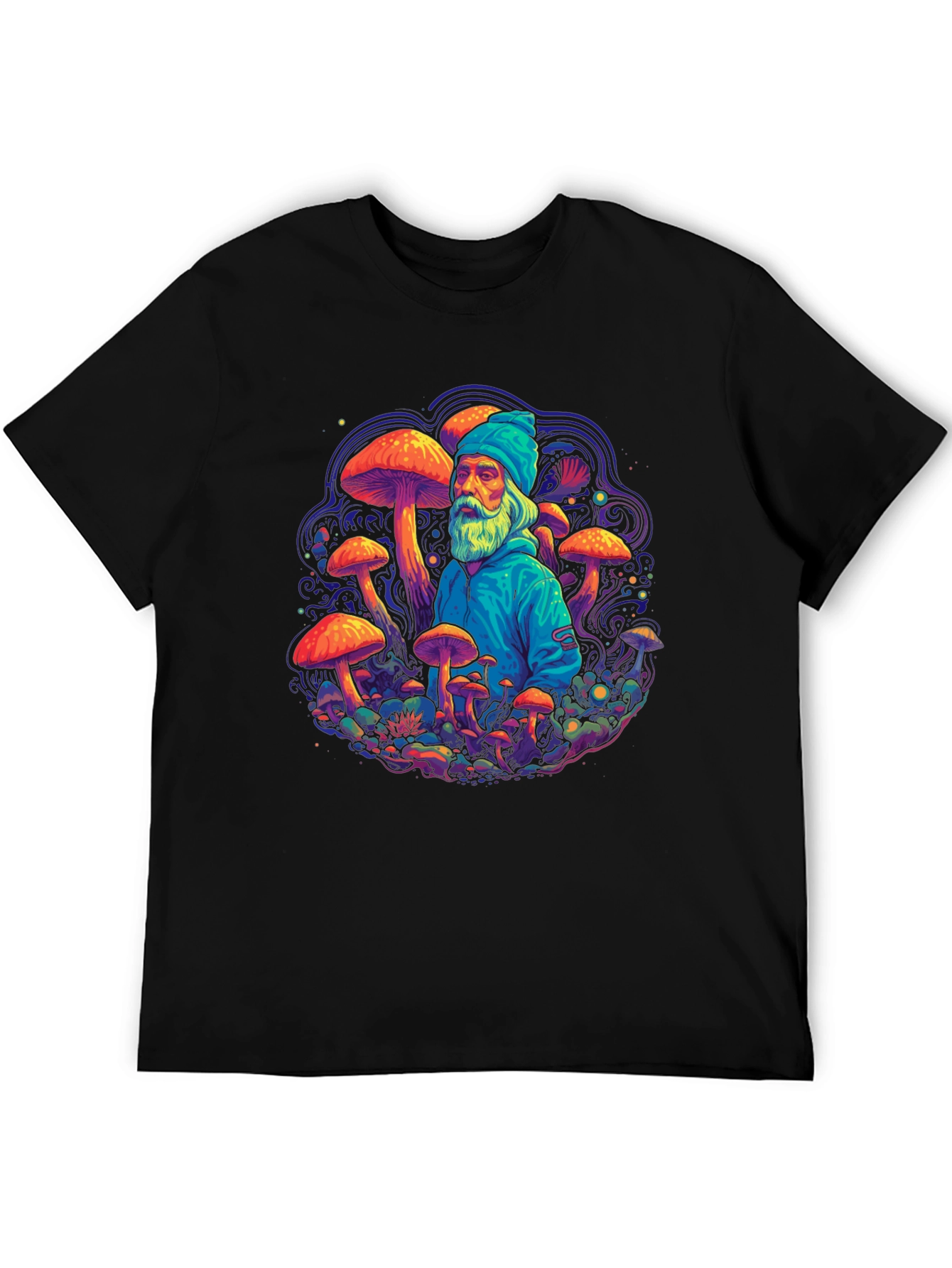 Wizard Mushroom Graphic Tee - Psychedelic Design