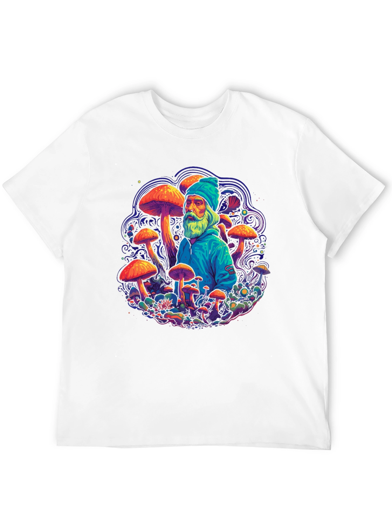 Wizard Mushroom Graphic Tee - Psychedelic Design