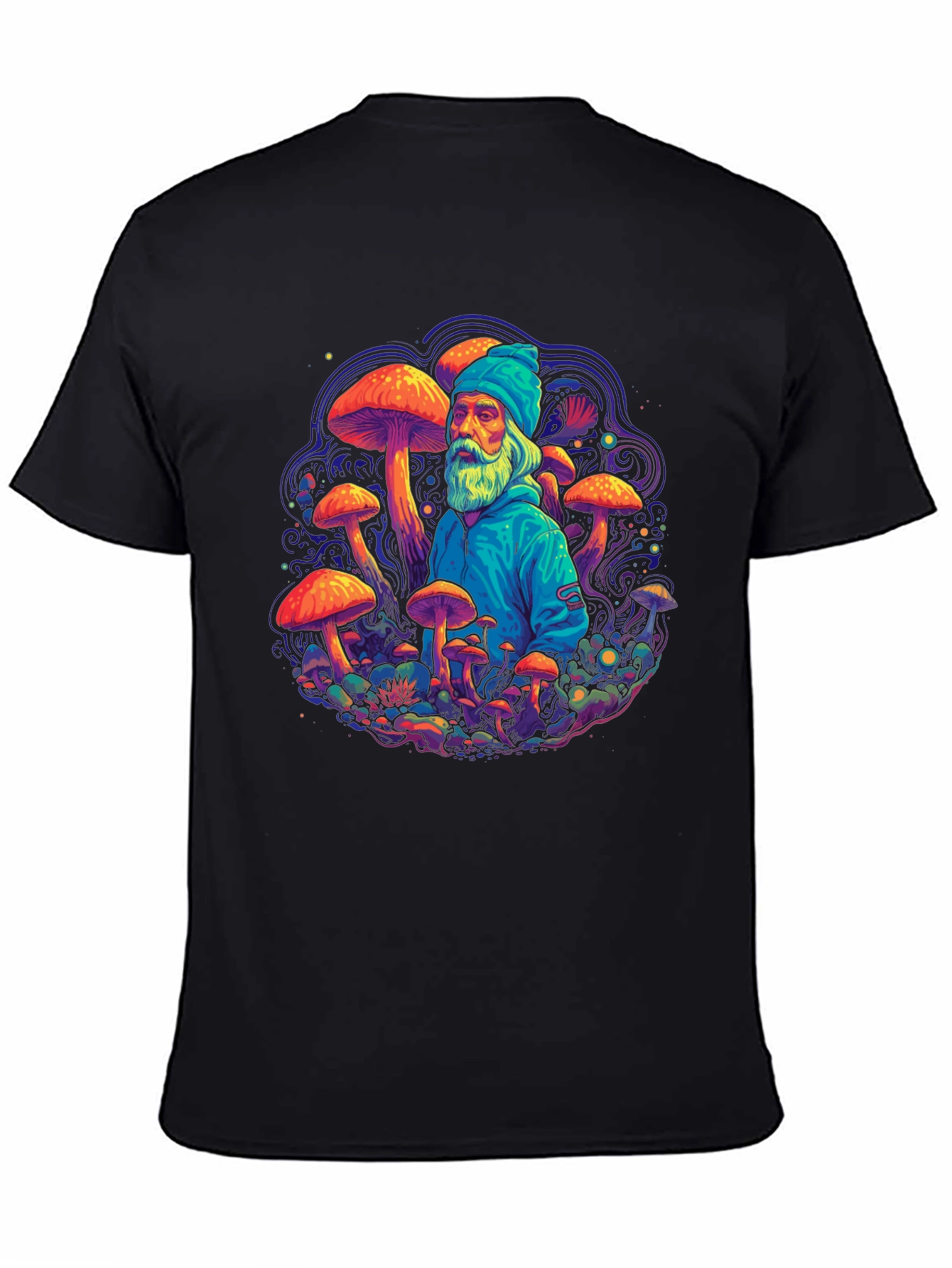 Wizard Mushroom Graphic Tee - Psychedelic Design