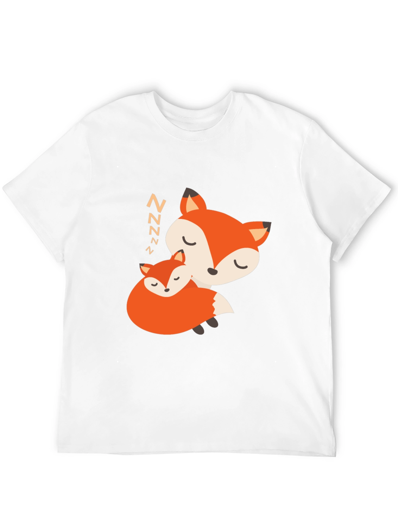 Cute Sleeping Fox Graphic Black T-Shirt