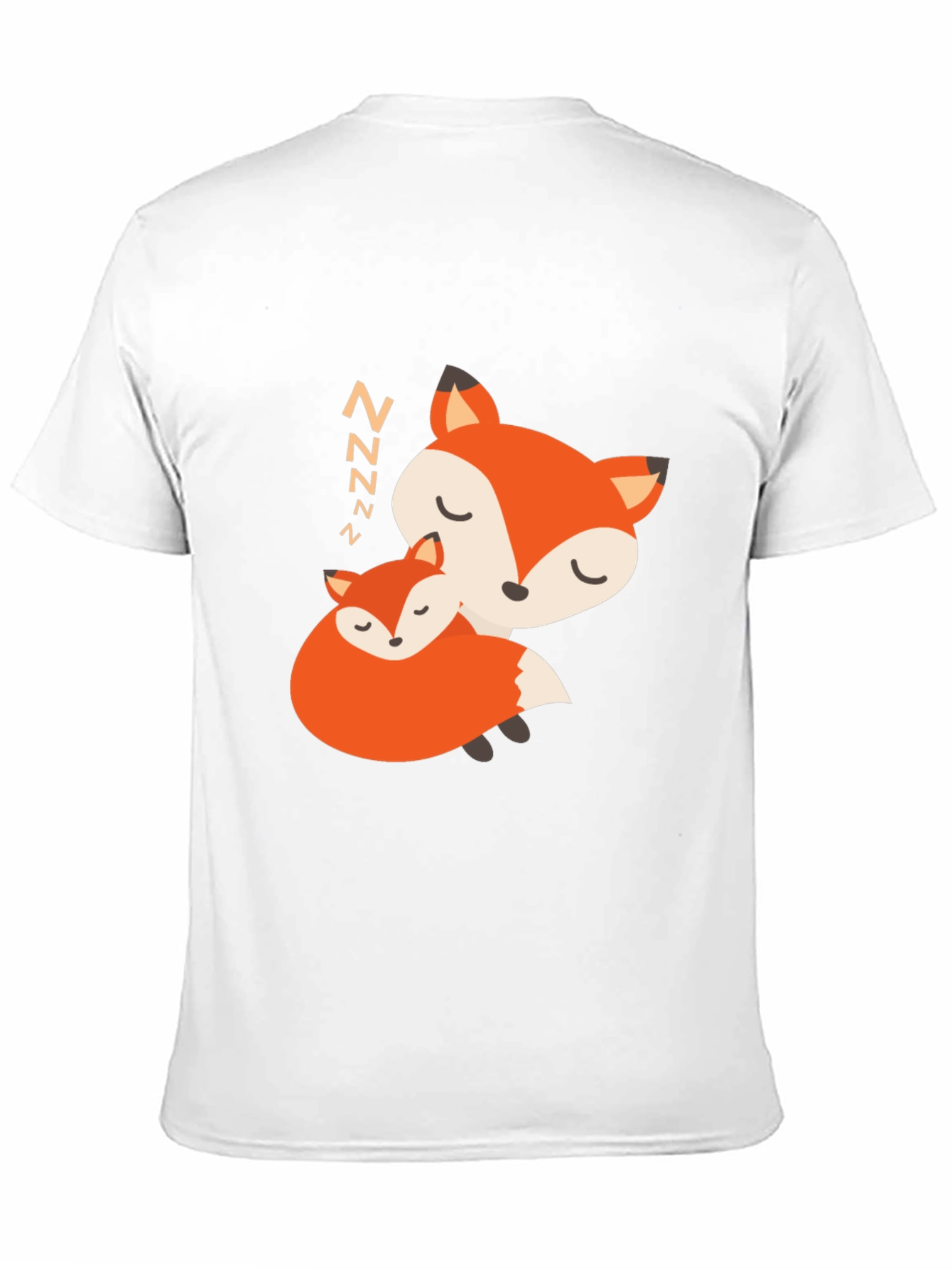 Cute Sleeping Fox Graphic Black T-Shirt