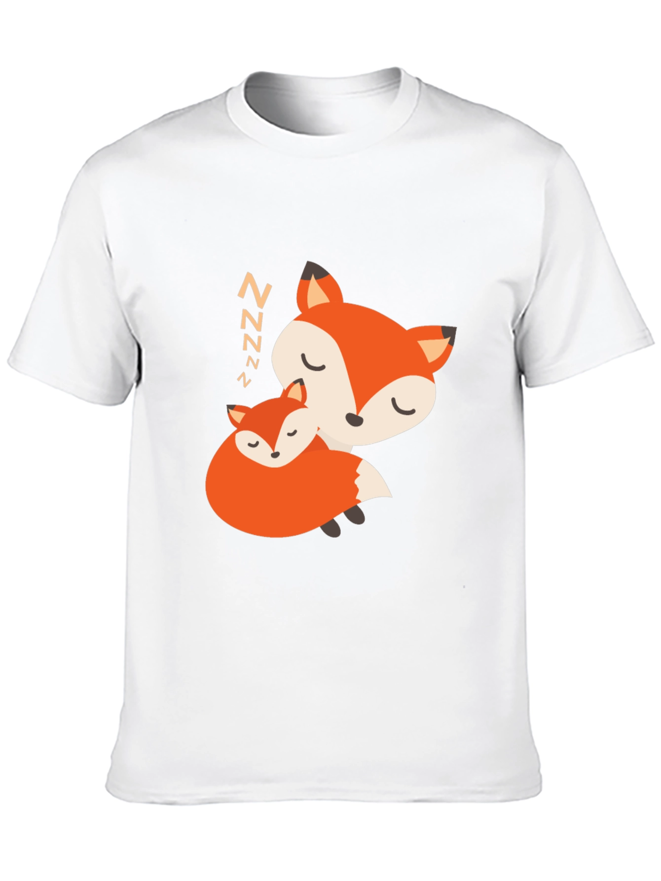 Cute Sleeping Fox Graphic Black T-Shirt