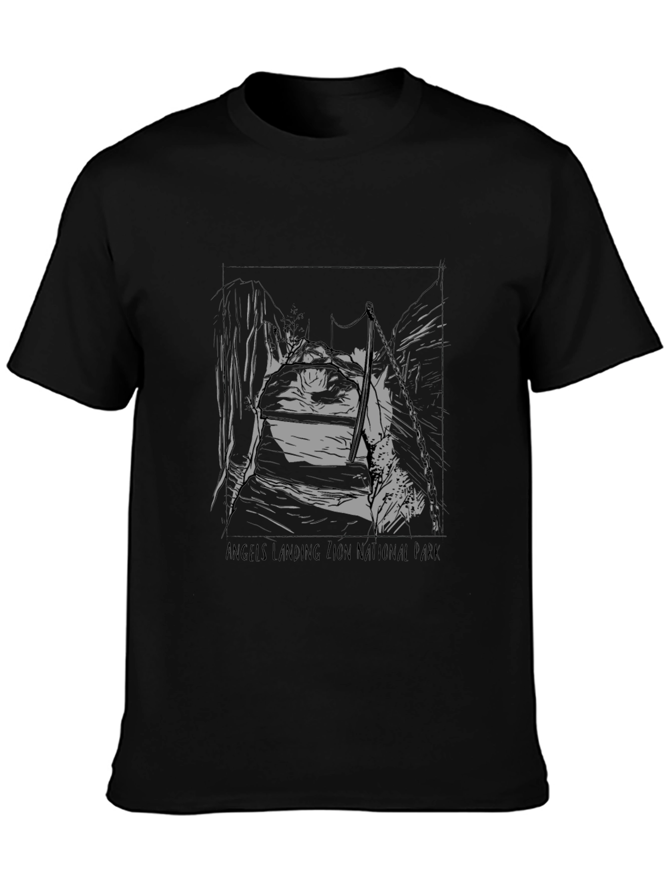Angels Landing National Park Black Graphic Tee
