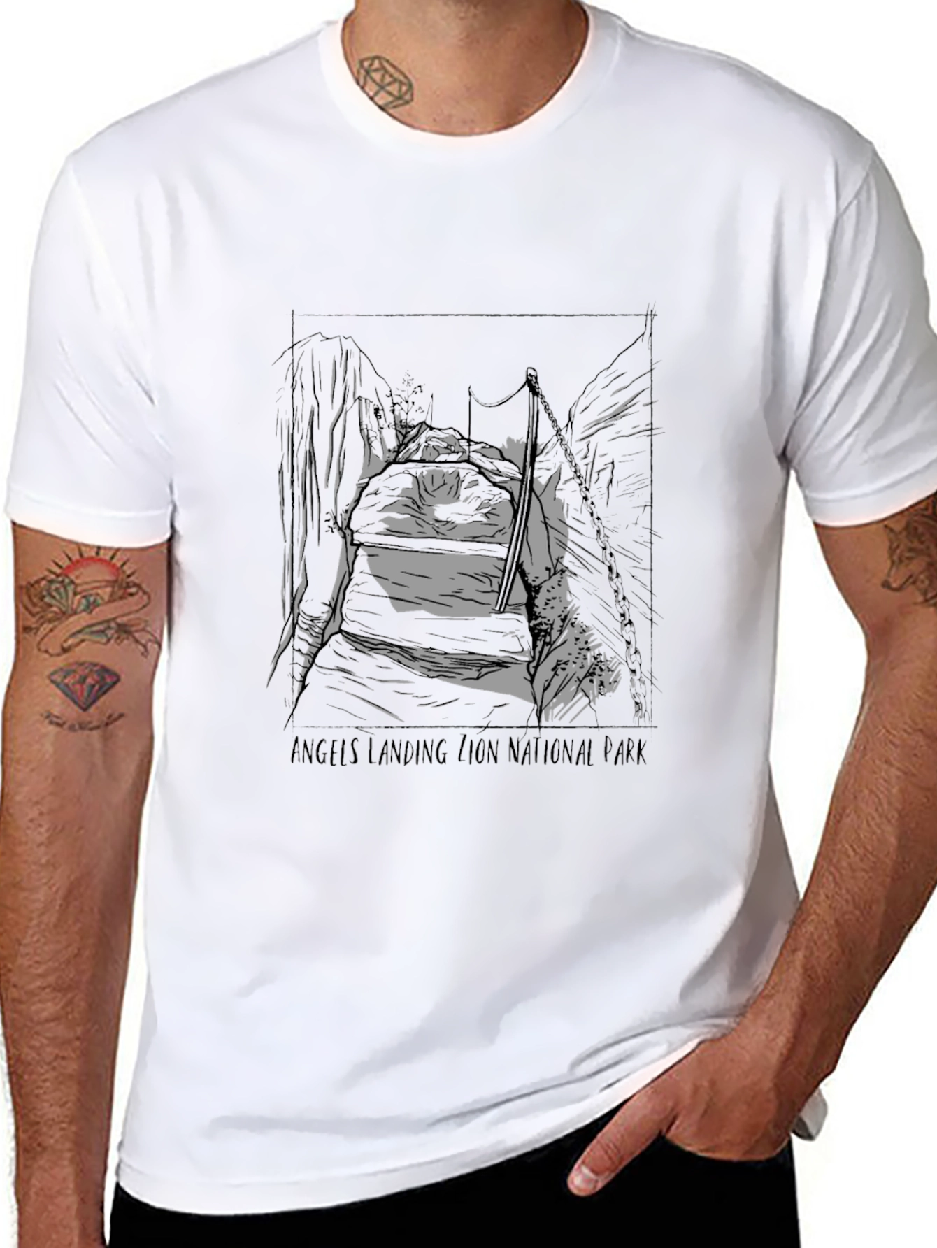 Angels Landing National Park Black Graphic Tee