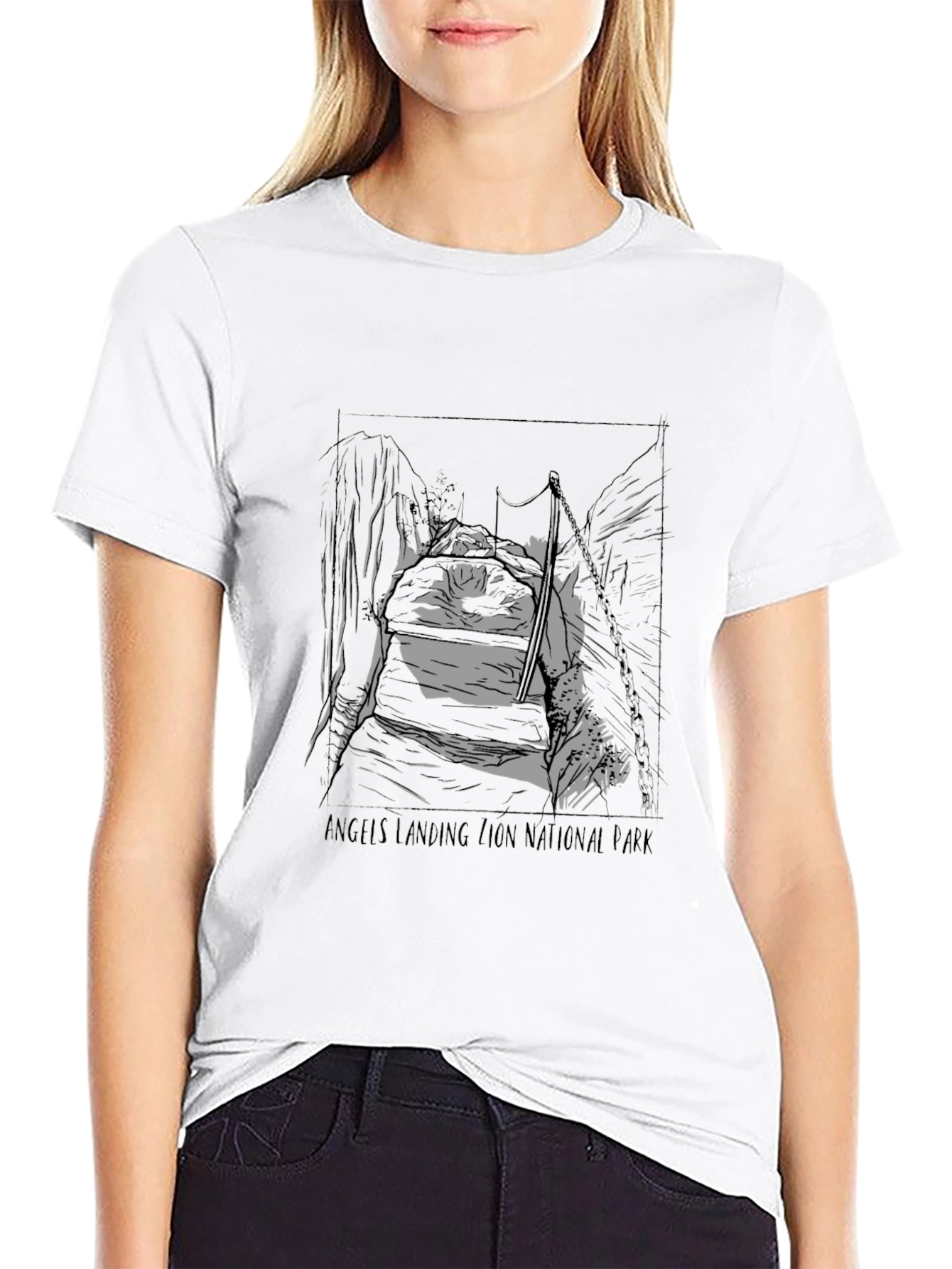 Angels Landing National Park Black Graphic Tee