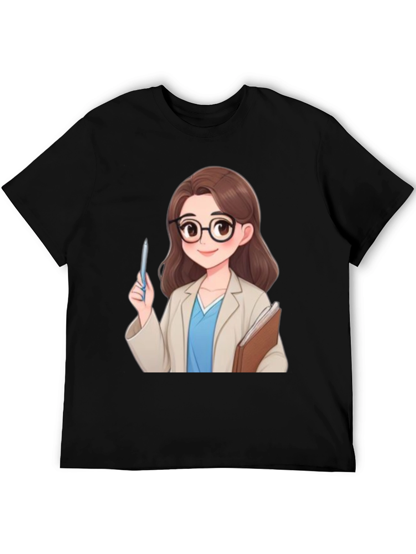 Cartoon Doctor Graphic Tee - Black